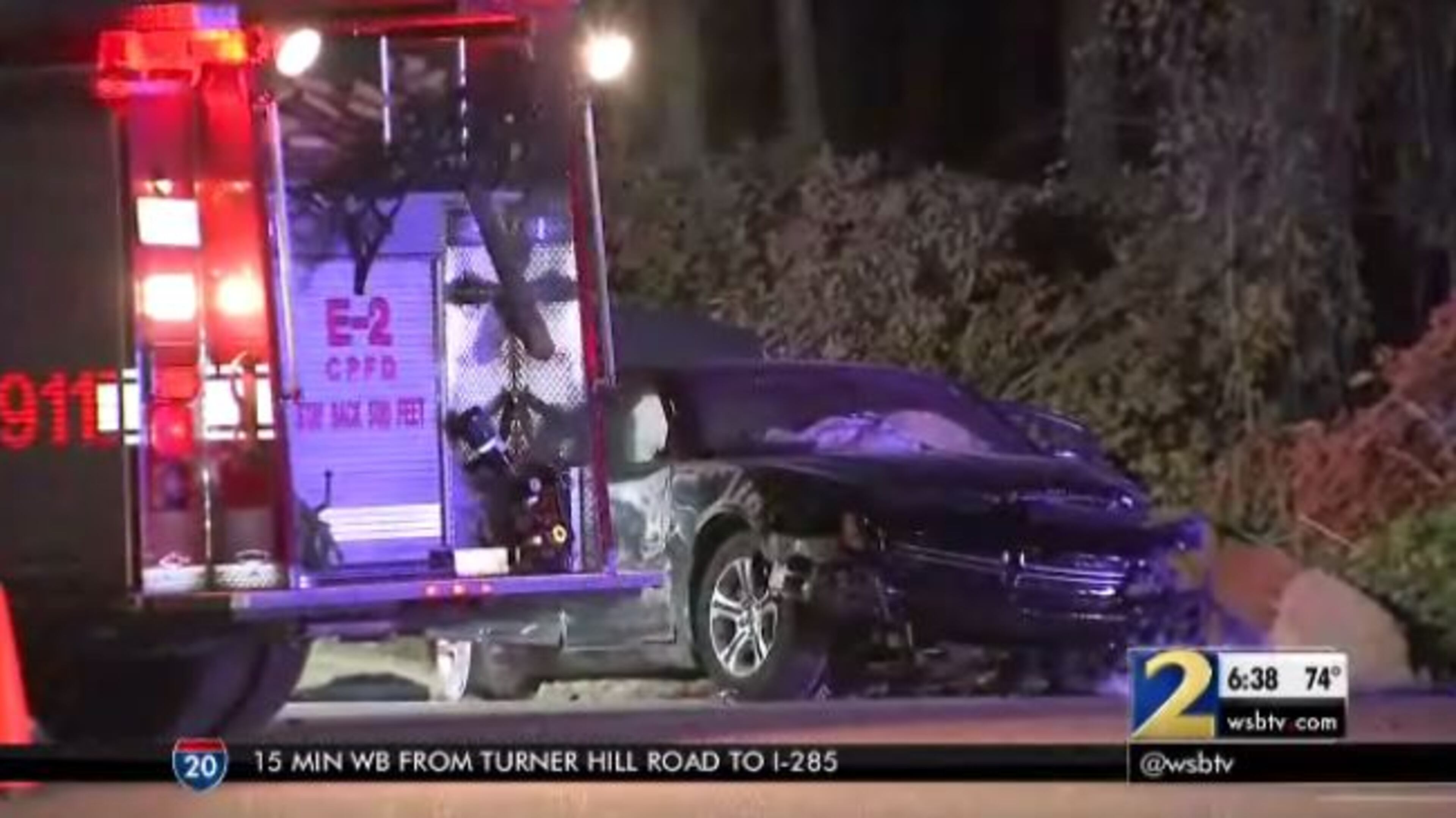 A driver in a crash in College Park had been shot, police said. (Credit: Channel 2 Action News)