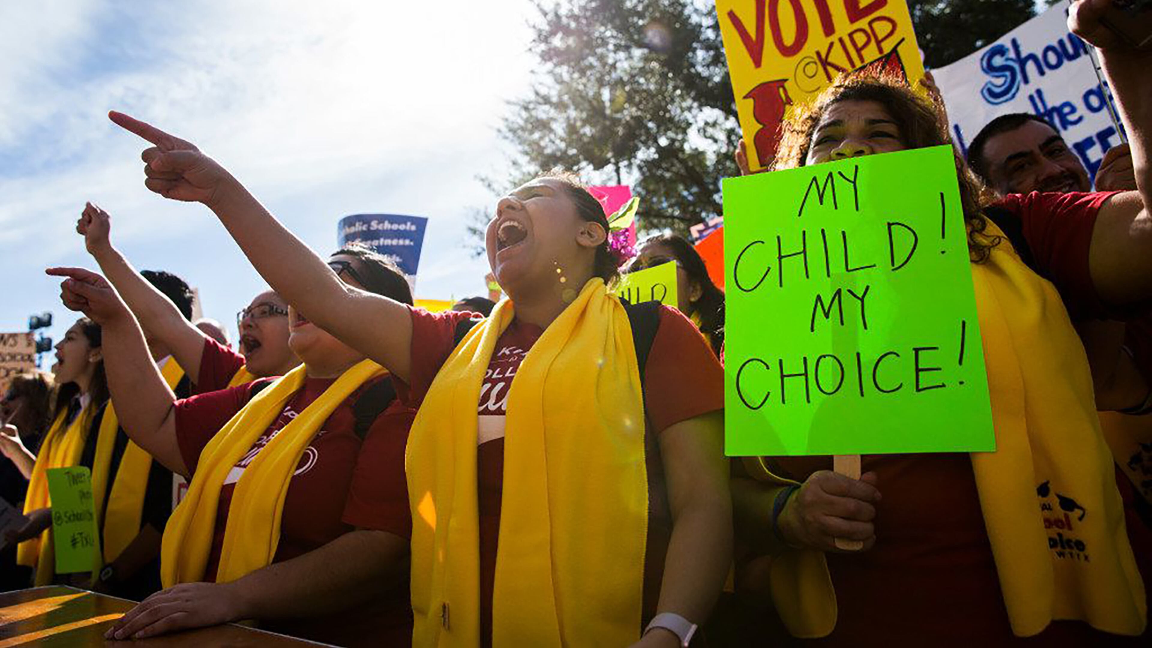 Demonstrators rally to show their support for expanding school choice options during National School Choice Week on Jan. 24, 2017, at the Texas state Capitol in Austin. (Ashley Landis/The Dallas Morning News/TNS)