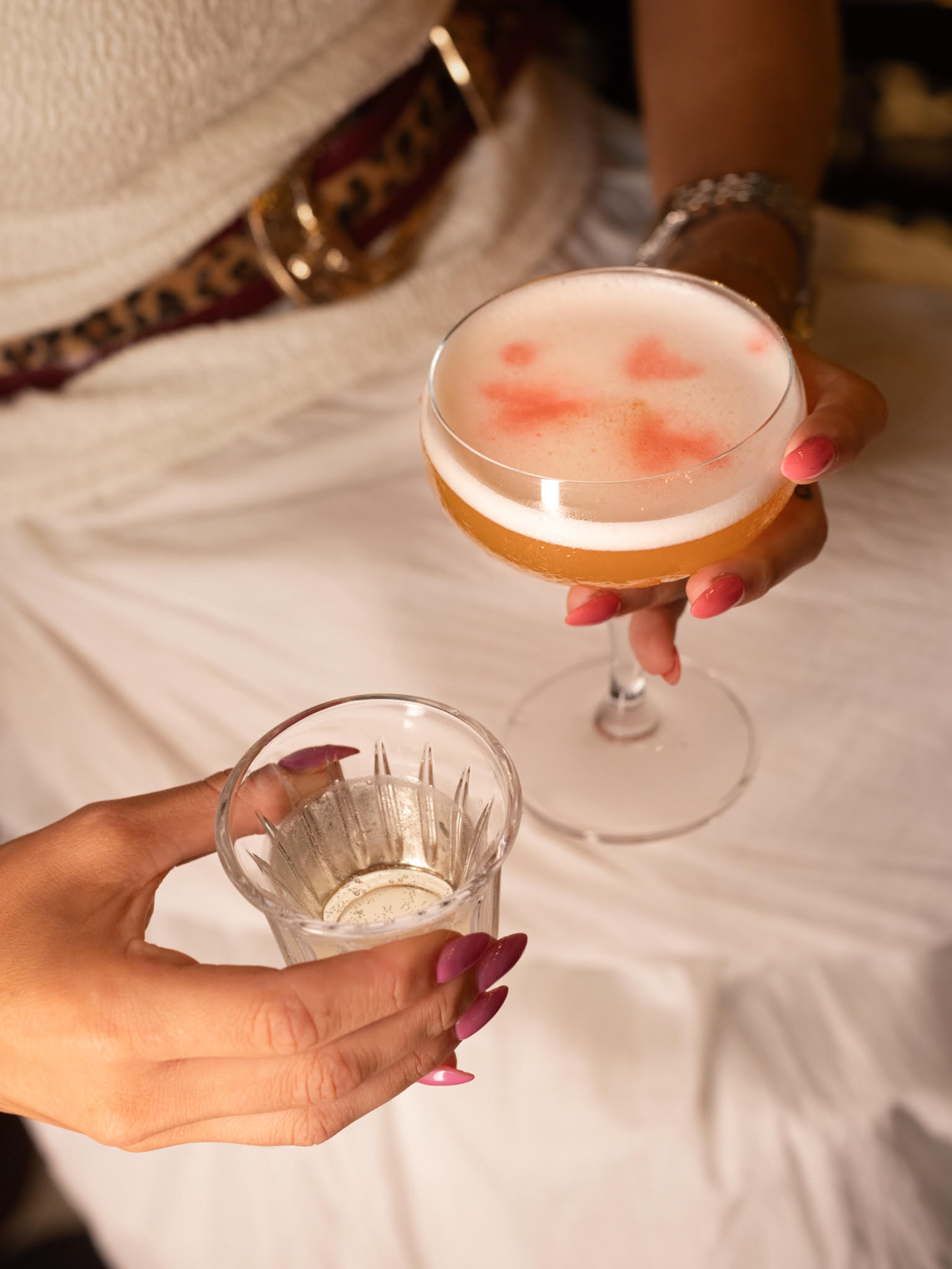 The of martini at Rina, featuring vodka, vanilla & passionfruit with a "bubbly back," according to beverage director David Little. (Courtesy of Oliva Restaurant Group)