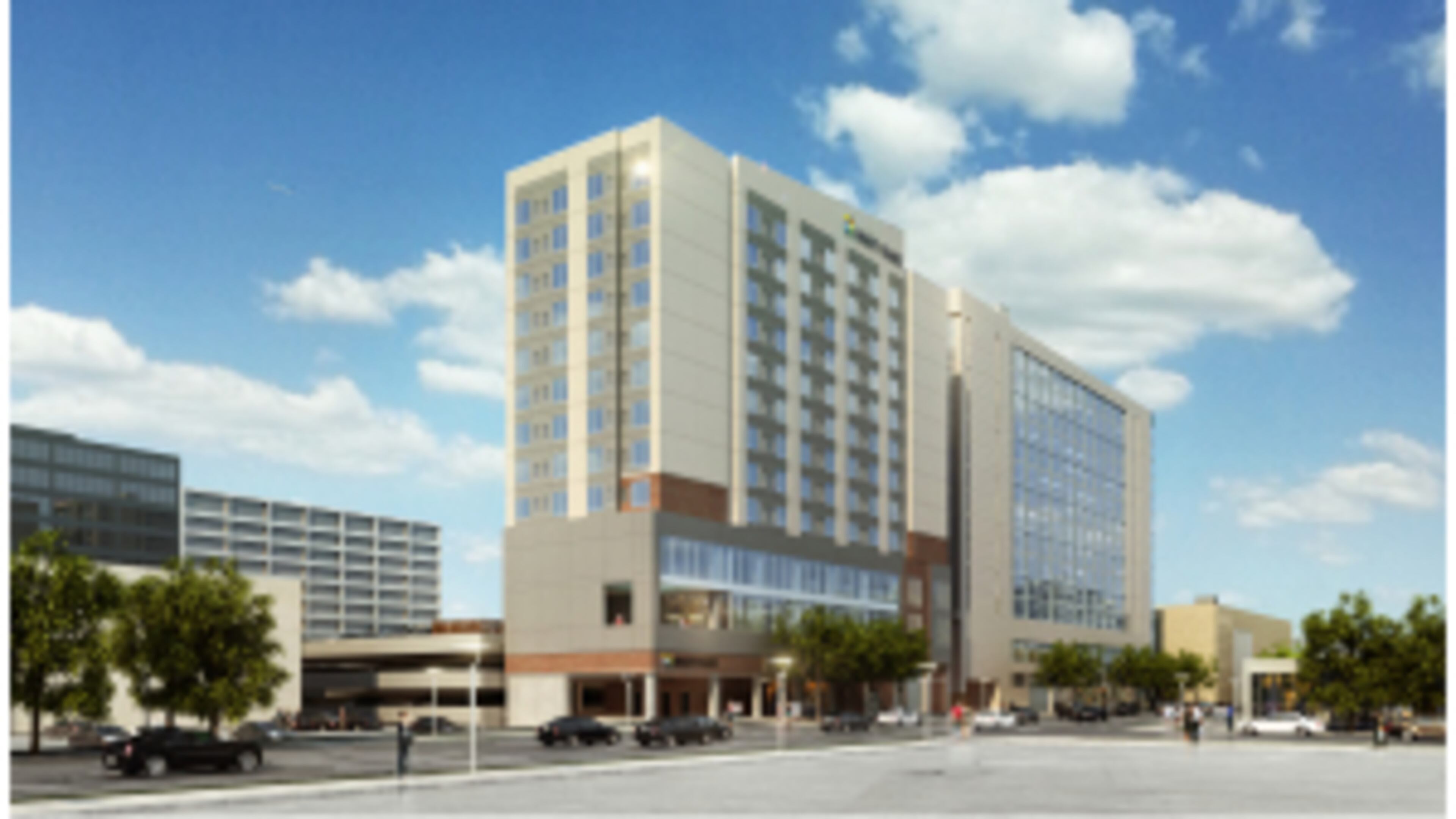 Construction has reached fifth floor of the 11-story Songy Highroads’ Hyatt Place Centennial Park hotel. This rendering shows what the finished product will look like. CONTRIBUTED