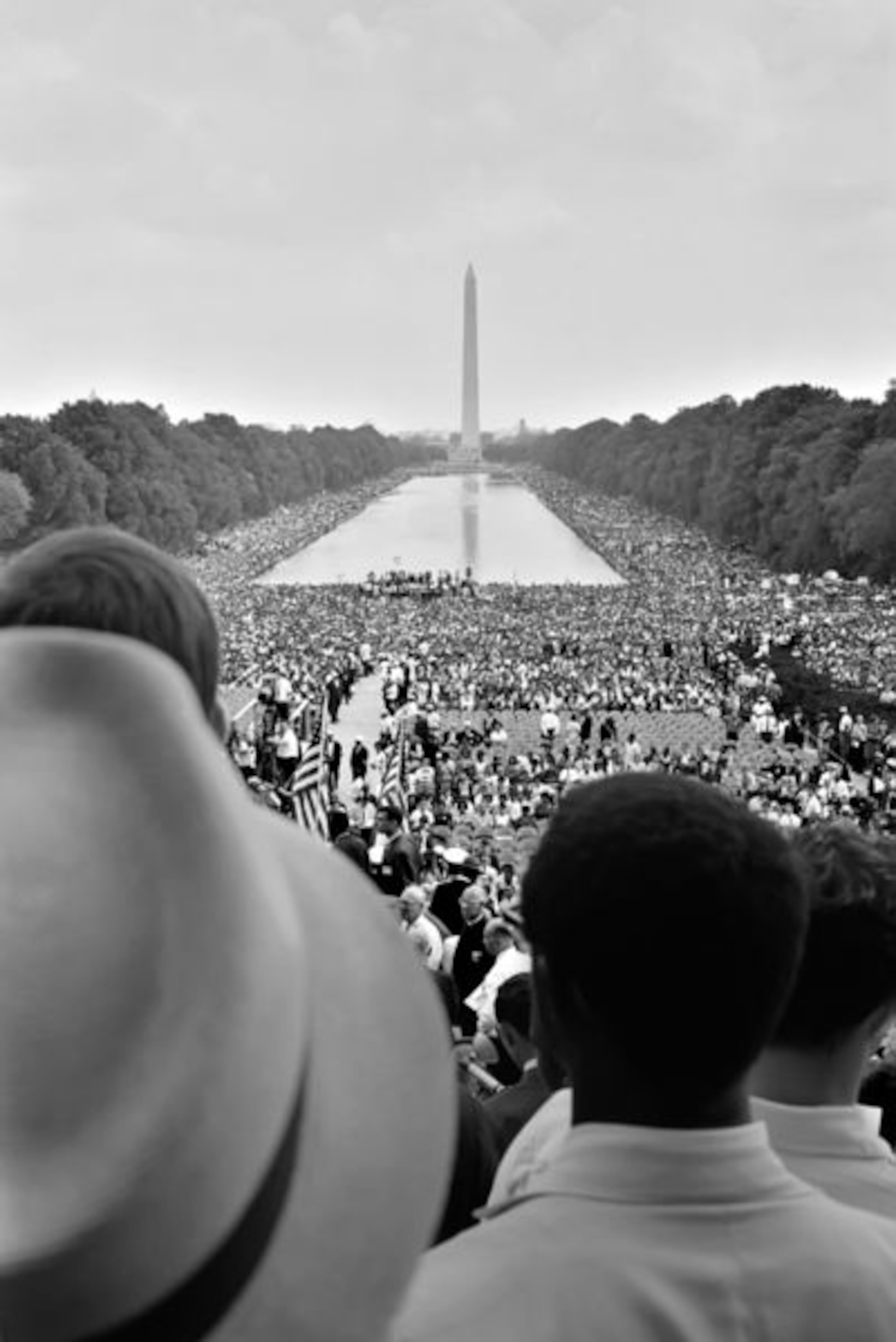 Crowds surrounding the Reflecting Pool, during the 1963 March on Washington. *Photo by Warren K. Leffler *Source: Library of Congress Prints and Photographs Division. U.S. News & World Report Magazine Collection. *Public domain, per http://www.loc.gov/