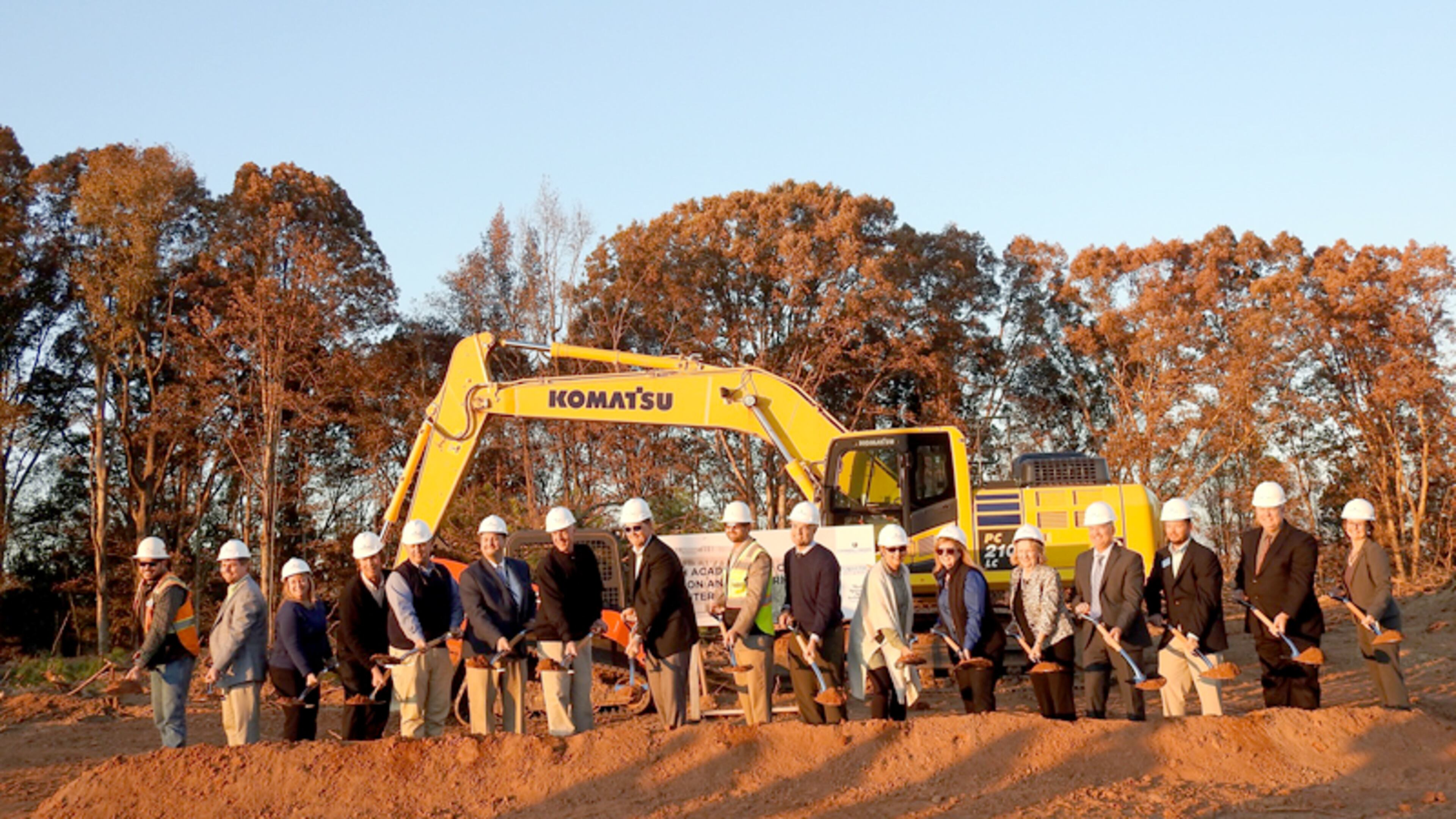 Members of the Forsyth County School District including Superintendent Jeff Bearden and representatives of Carroll Daniel Construction break ground Nov. 19 for the Forsyth County Arts and Learning Center and the Academies for Creative Education. The projects are to be completed in 2021. FORSYTH COUNTY SCHOOLS via Facebook