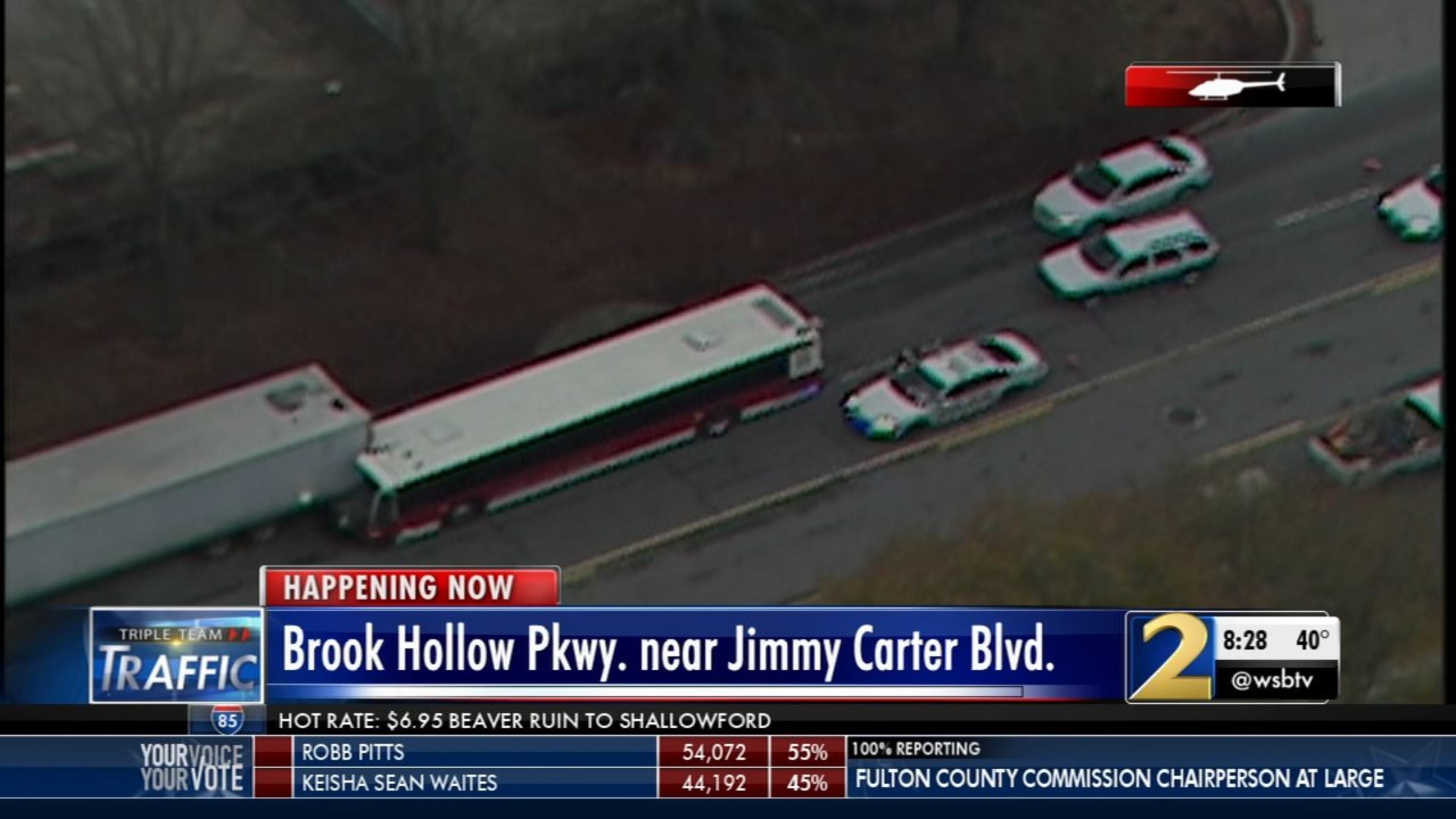 A Gwinnett County Transit bus and a commercial truck were in a crash Wednesday morning.