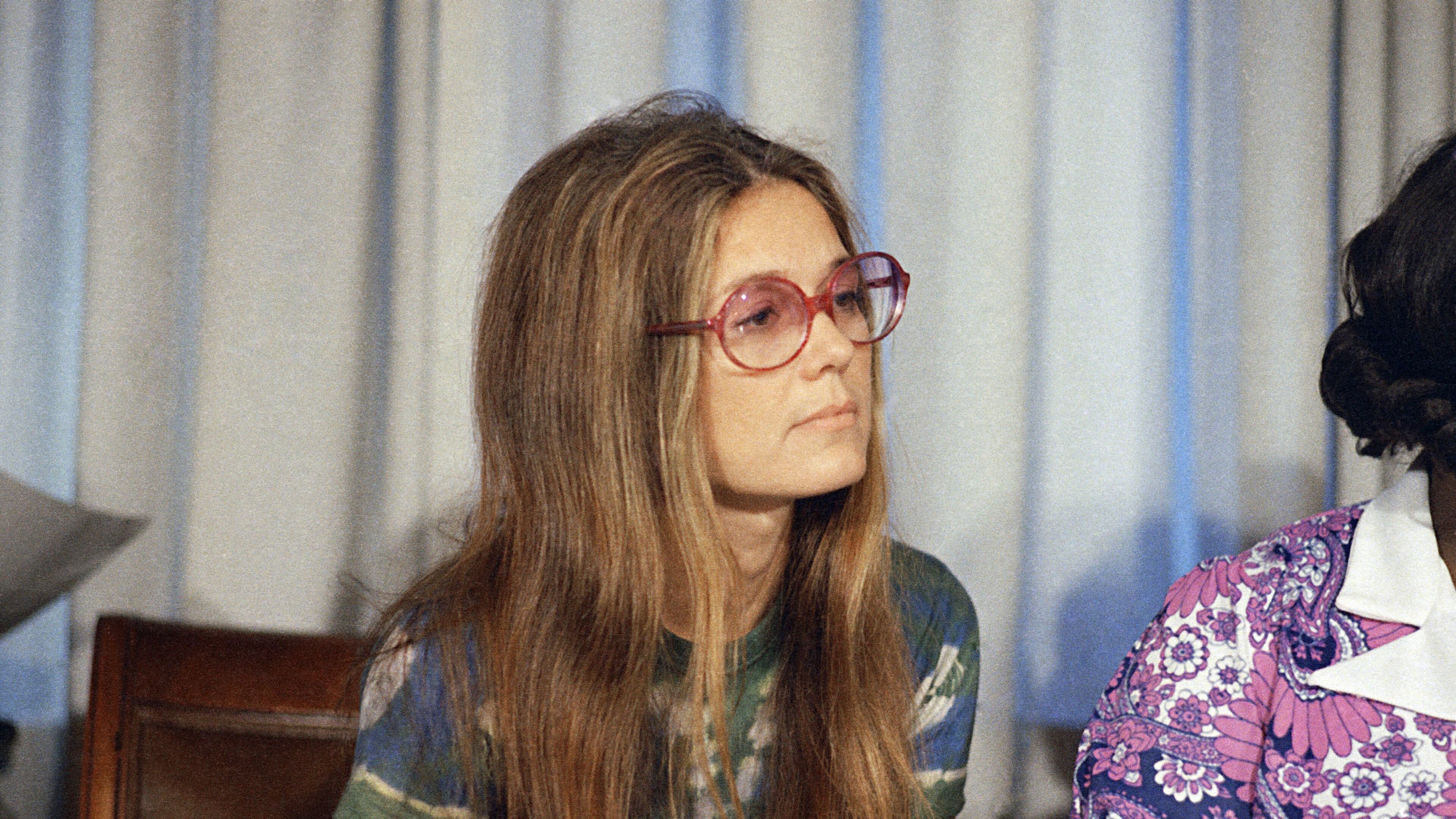 FILE - Women's rights spokeswoman Gloria Steinem attends a news conference at the American Civil Liberties Union office in New York, July 12, 1973. (AP Photo/Richard Drew, File)