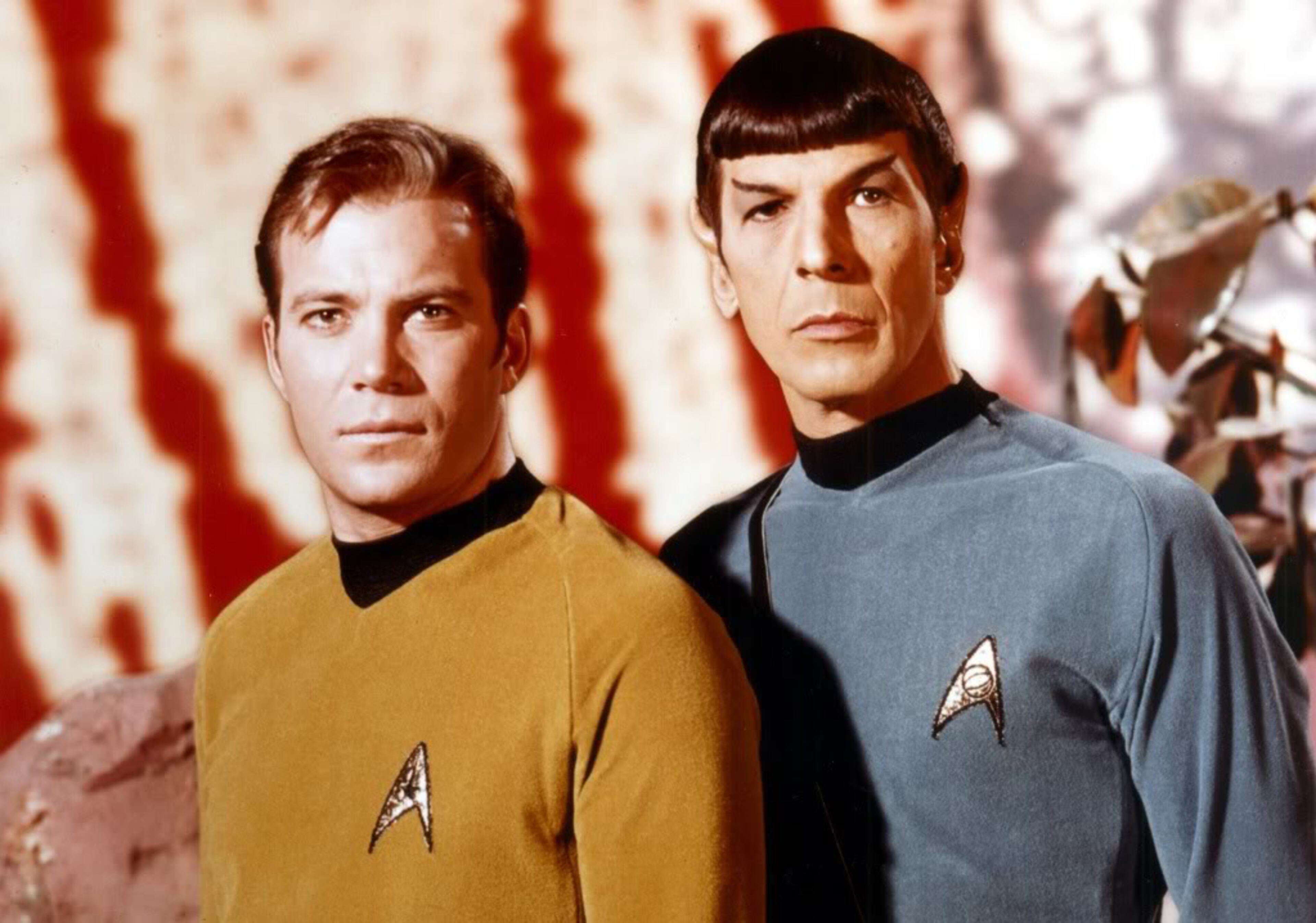 William Shatner as Capt. Kirk and Leonard Nimoy as Spock in "Star Trek."