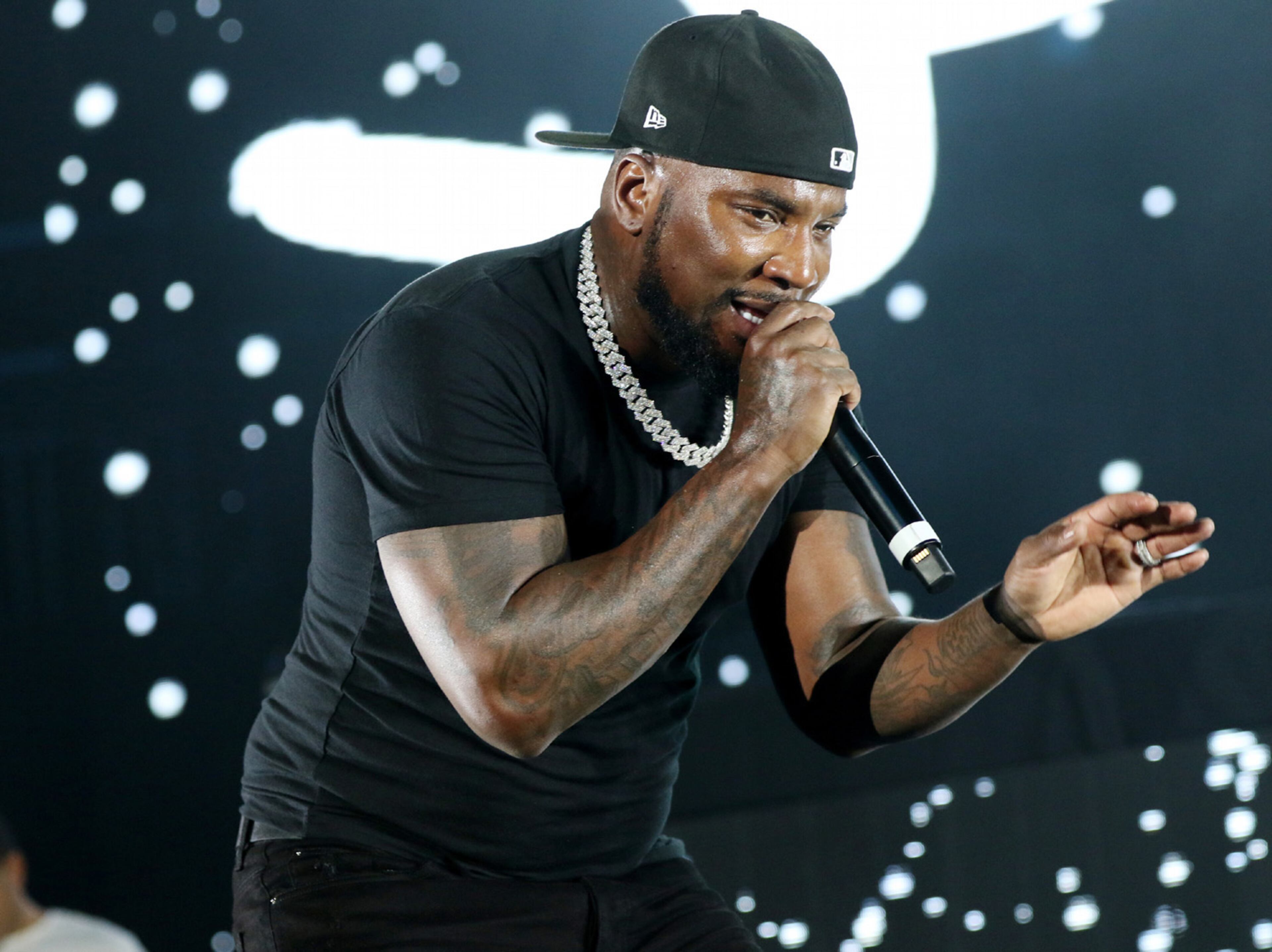 The Legendz of the Streetz Tour rocked sold-out State Farm Arena in Atlanta on Friday, April 1, 2022. The show featured hip-hop stars Jeezy (above), Rick Ross, T.I., Trina, DJ Drama, Dav3D and D'Myke. (Photo: Robb Cohen for The Atlanta Journal-Constitution)