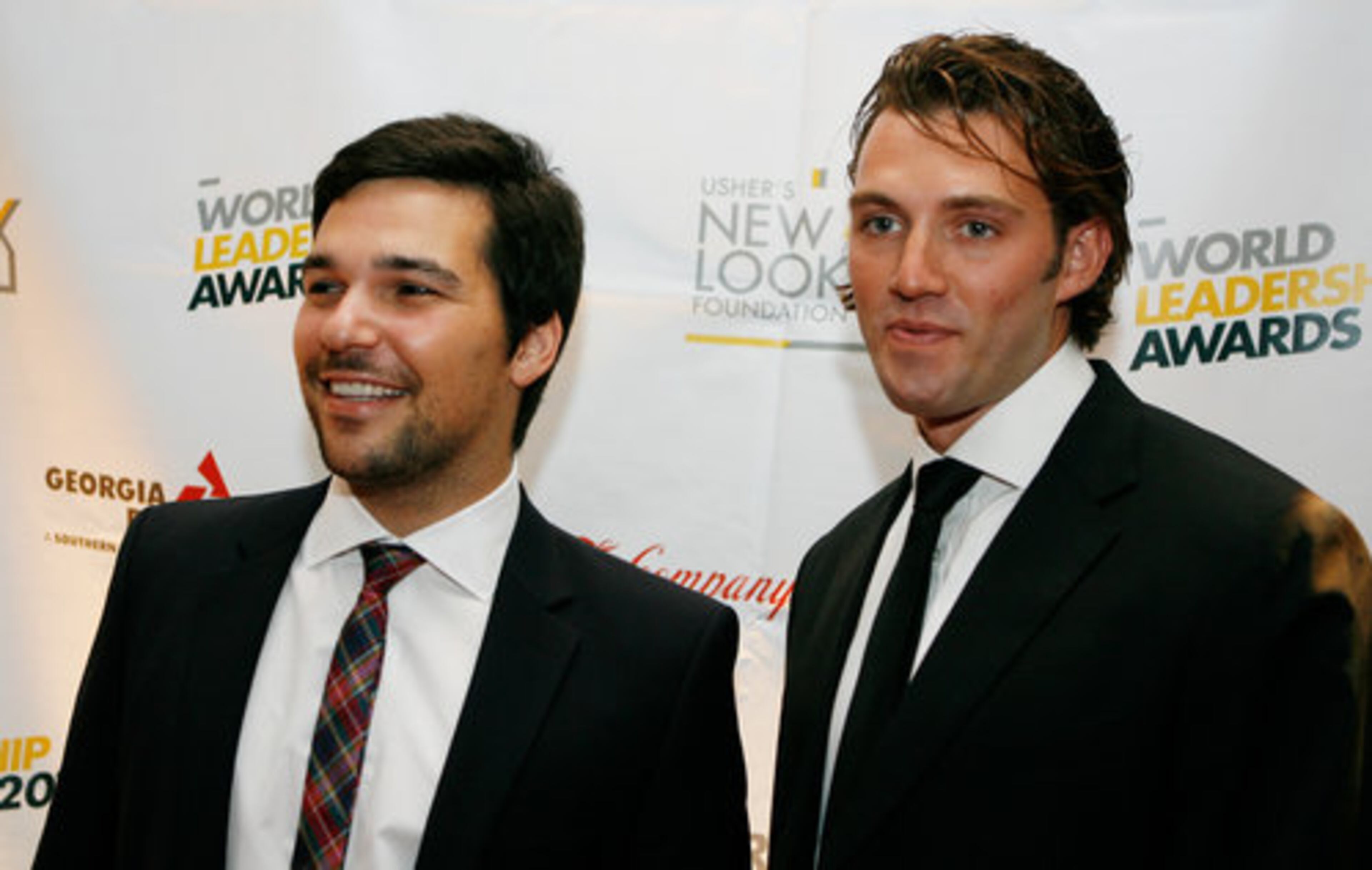 (Left to right) Jeff Rosenthal and Josh Zabar on the red carpet. Rosenthal and Zabar, who both work with Summit Series, received Global Youth Leader Awards during the event.