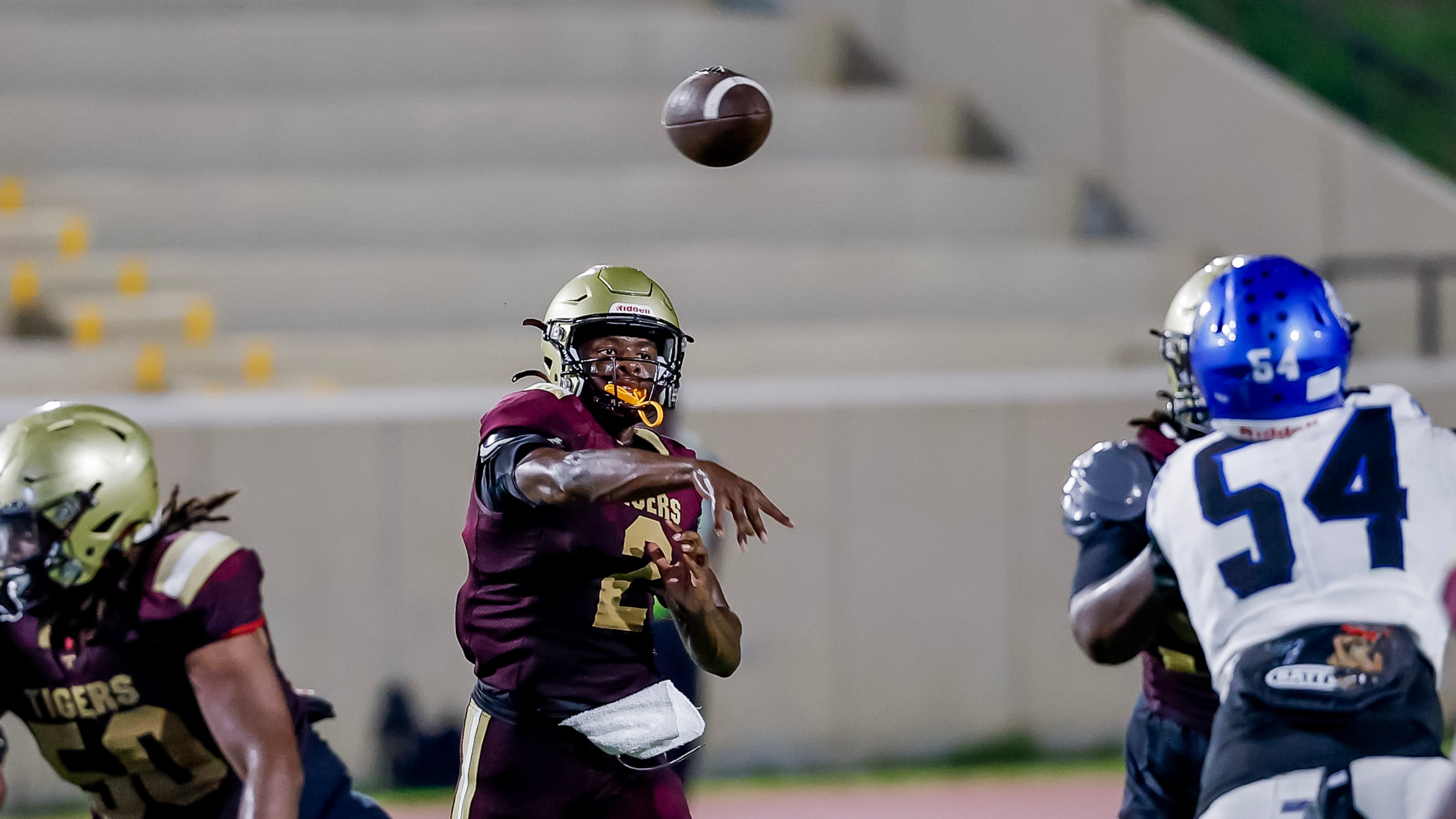 Tucker quarterback Jace German passes during the second half of a game between Tucker and Stephenson at Hallford Stadium, Friday, Sept. 4, 2026, in Clarkston. (Erik S. Lesser for the AJC)