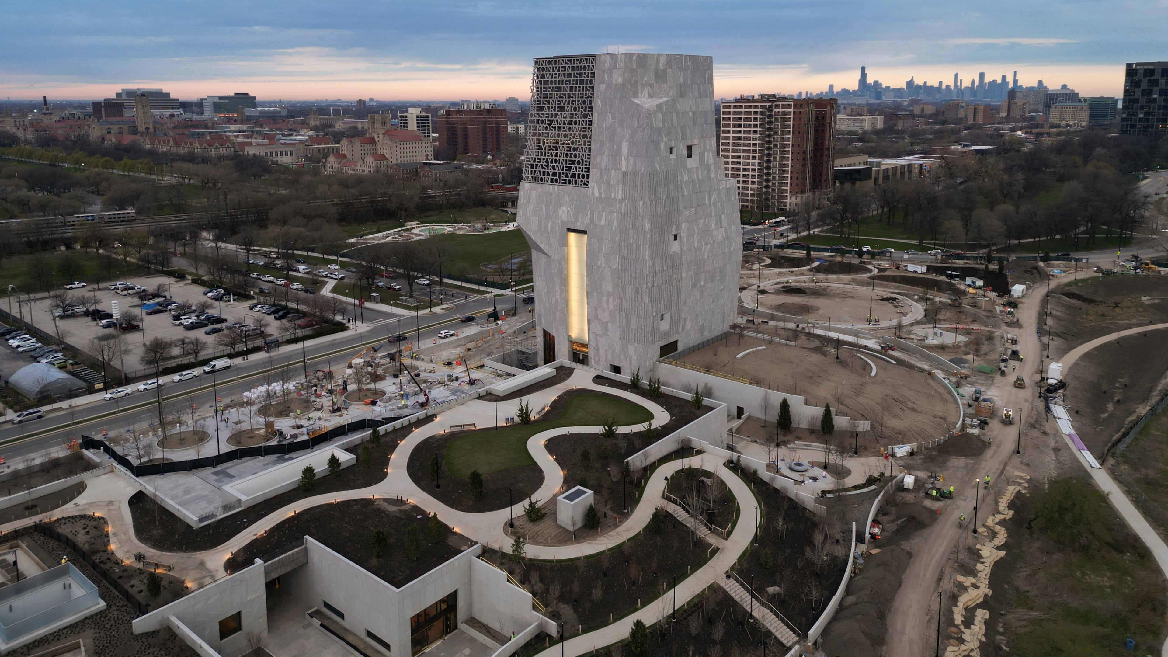 The Obama Presidential Center is seen Thursday, April 9, 2026, in Chicago. (AP Photo/Erin Hooley)