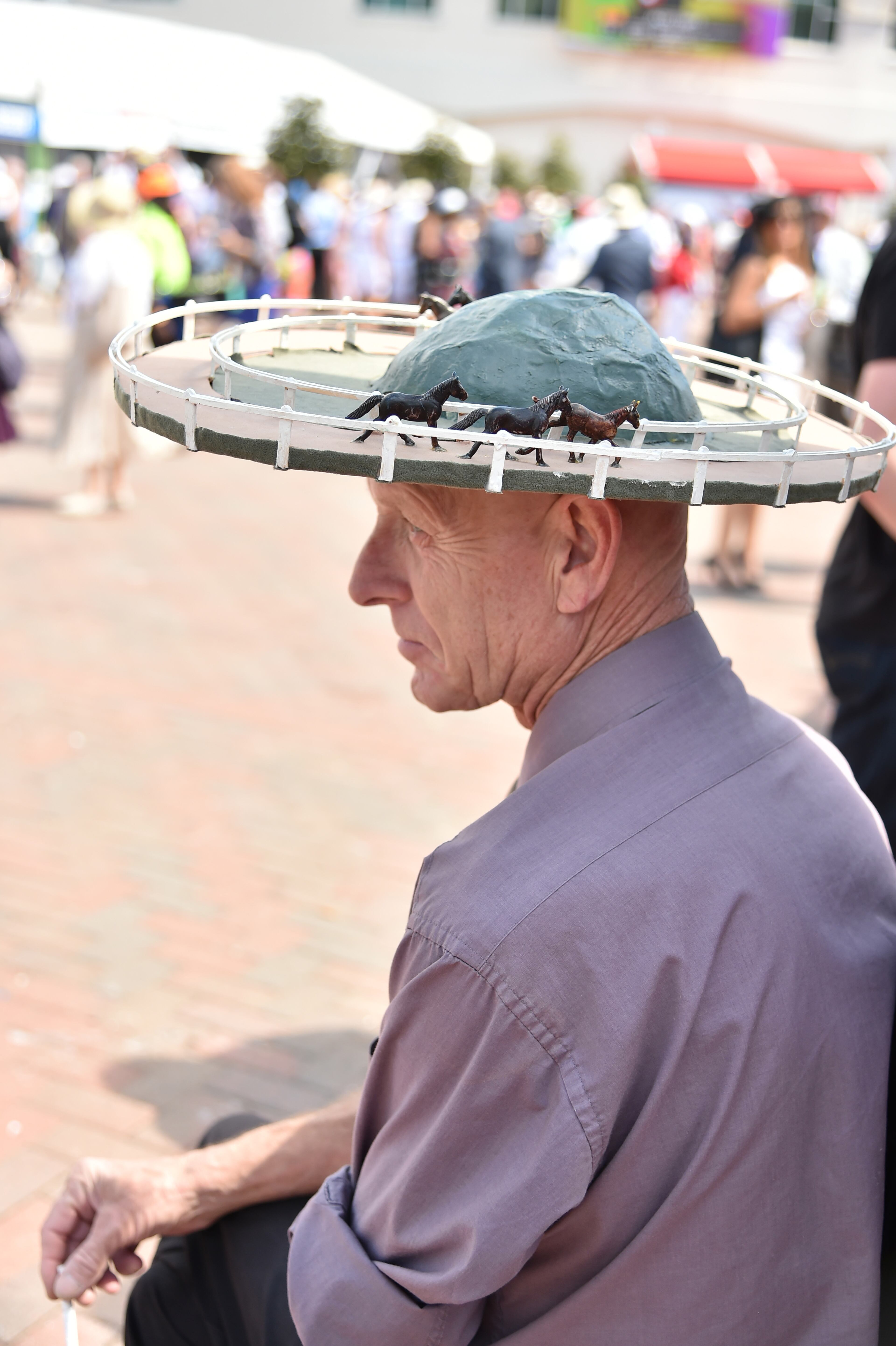 LOUISVILLE, KY - MAY 07: View of derby hat during the 142nd Kentucky Derby at Churchill Downs on May 07, 2016 in Louisville, Kentucky. (Photo by Mike Coppola/Getty Images for Churchill Downs)