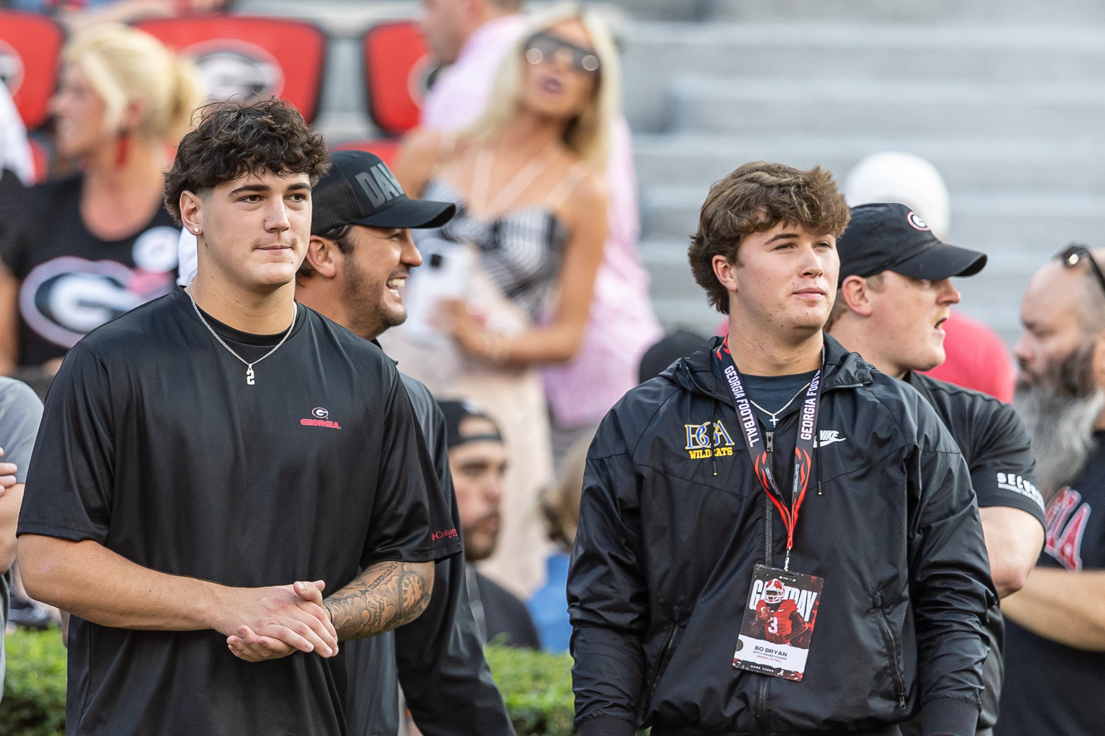 Five-star QB commit Jared Curtis watches Georgia warm up prior to the Alabama game on Dooley Field inside Sanford Stadium on Saturday, Sept. 27, 2025, in Athens, Georgia. (Jeff Sentell/DawgNation)