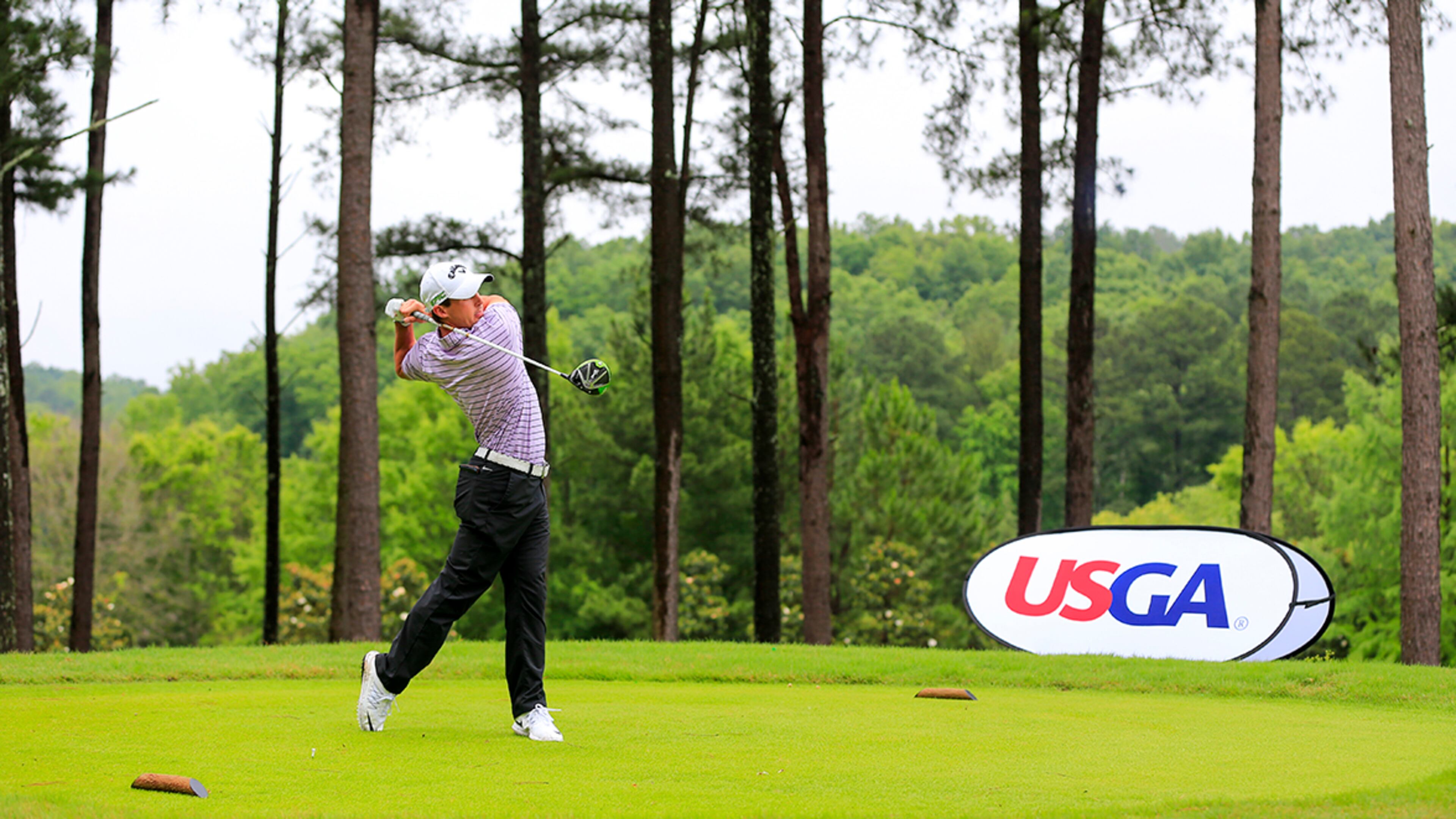 Chandler White on the first tee during the 2017 U.S. Open Sectional Qualifying at Hawks Ridge Golf Club in Ball Ground, Ga. on Monday, June 5, 2017. (Copyright USGA/Daniel Shirey)