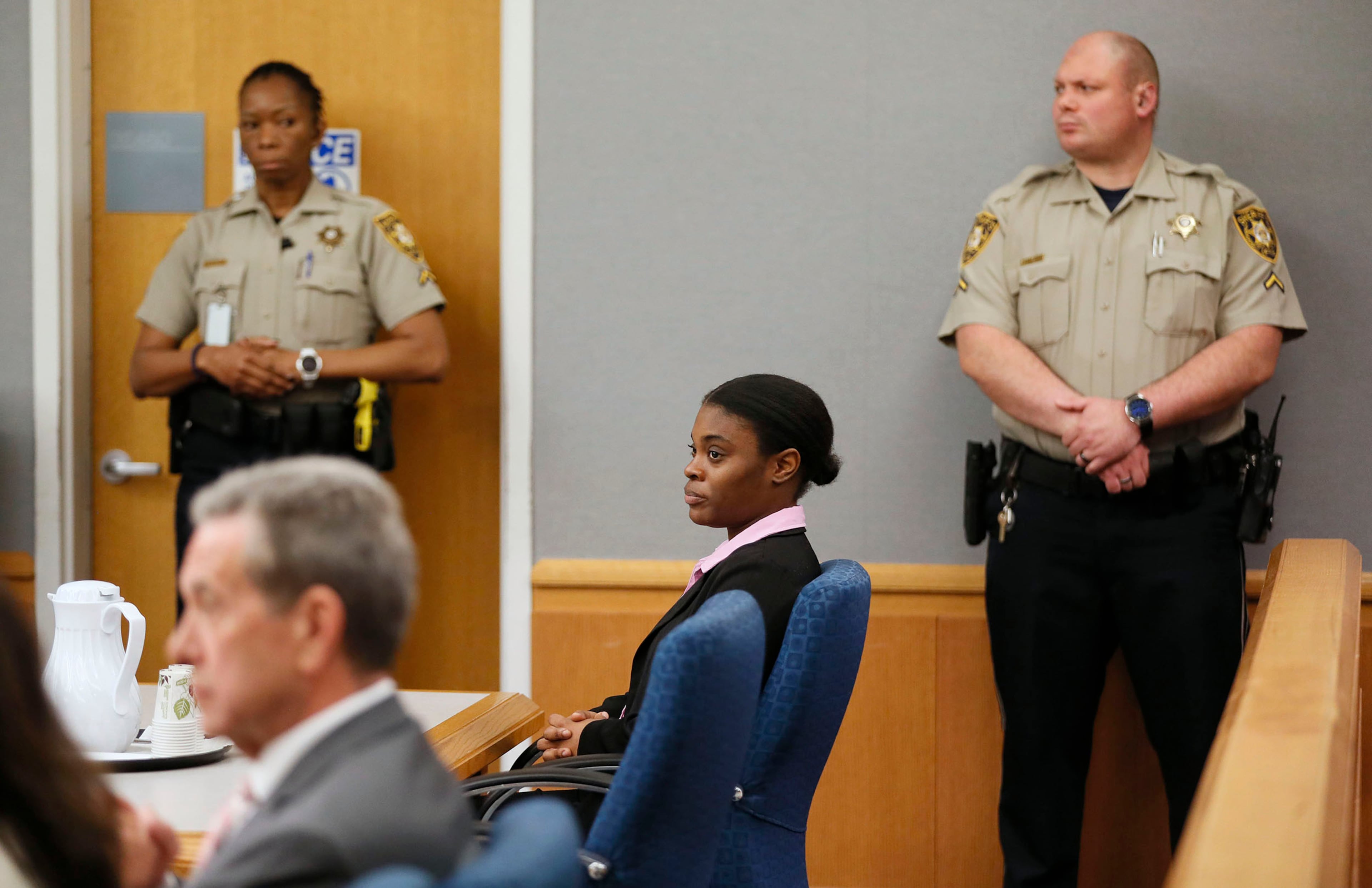 April 30, 2019 - Lawrenceville - Tiffany Moss showed little reaction to the sentencing verdict. The jury in the Tiffany Moss murder trial today sentenced her to death after they found Moss, who is representing herself, guilty of intentionally starving her 10-year-old stepdaughter Emani to death in the fall of 2013, in addition to other charges. The prosecution is asking for the death penalty. Bob Andres / bandres@ajc.com