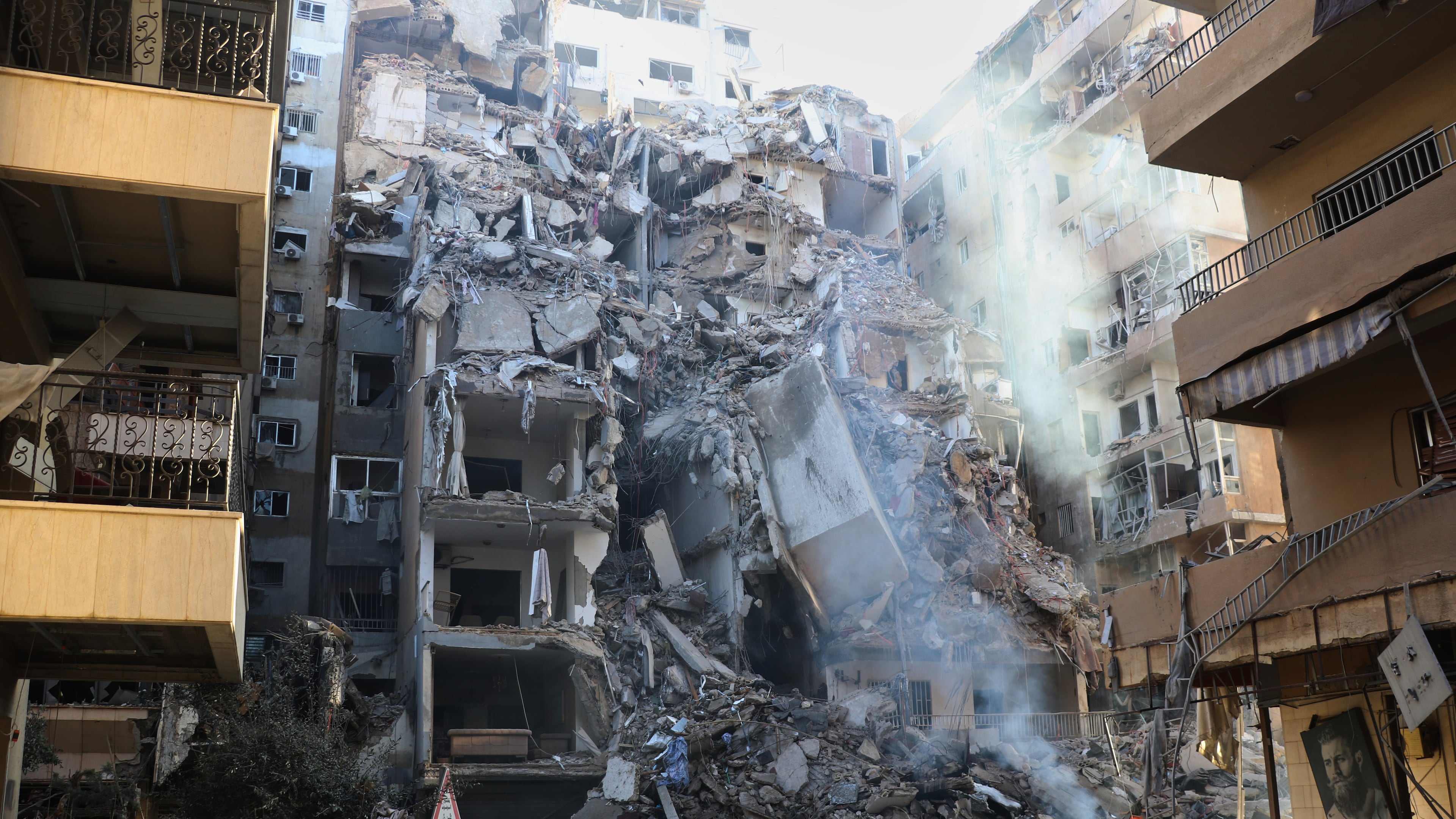 A destroyed building hit in an Israeli airstrike in the southern port city of Tyre, Lebanon, Thursday, May 28, 2026. (AP Photo)