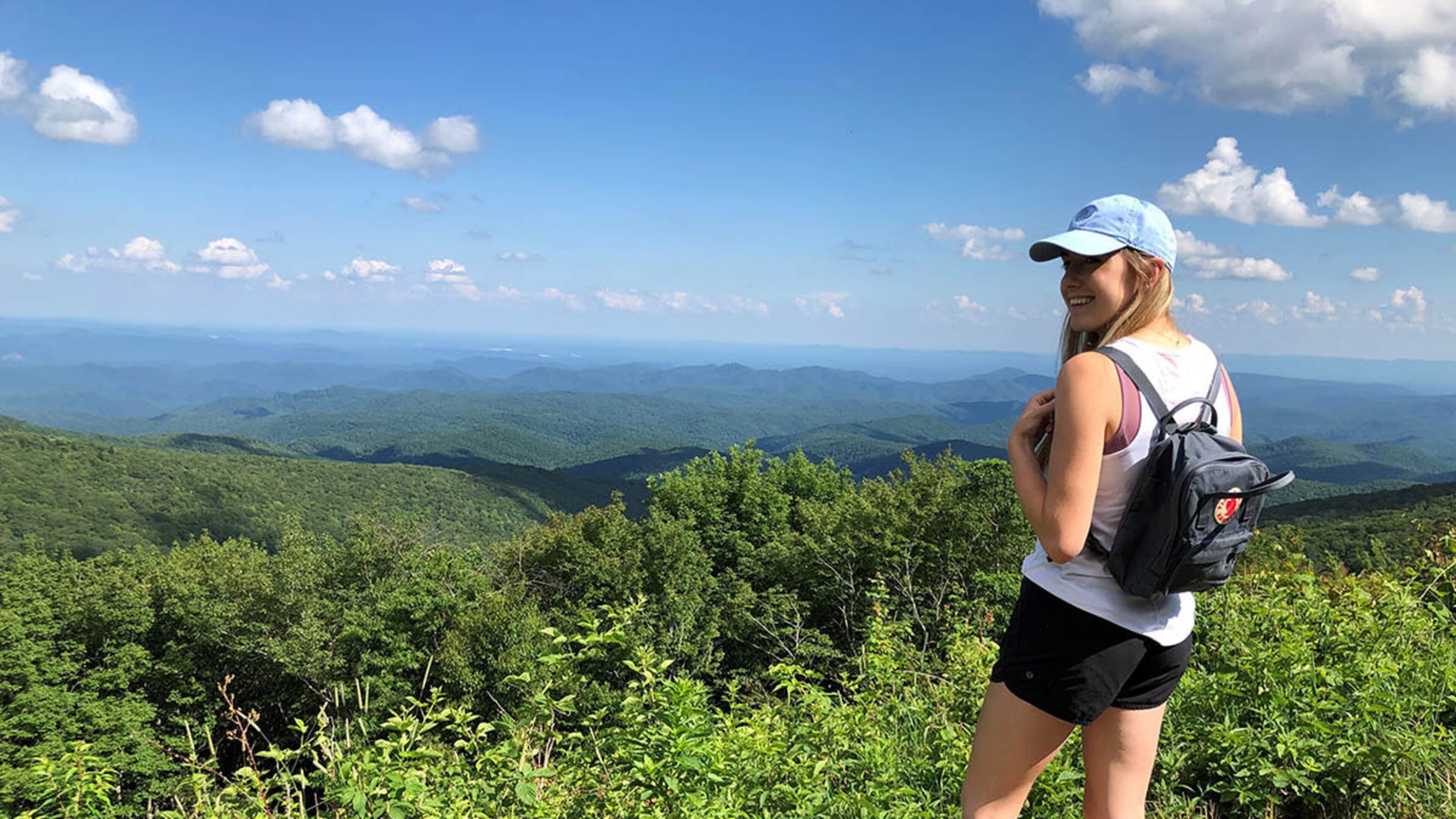 Grace Powell, 19, takes in the view during a stop along the Blue Ridge Parkway. Photo courtesy of Shirley Powell