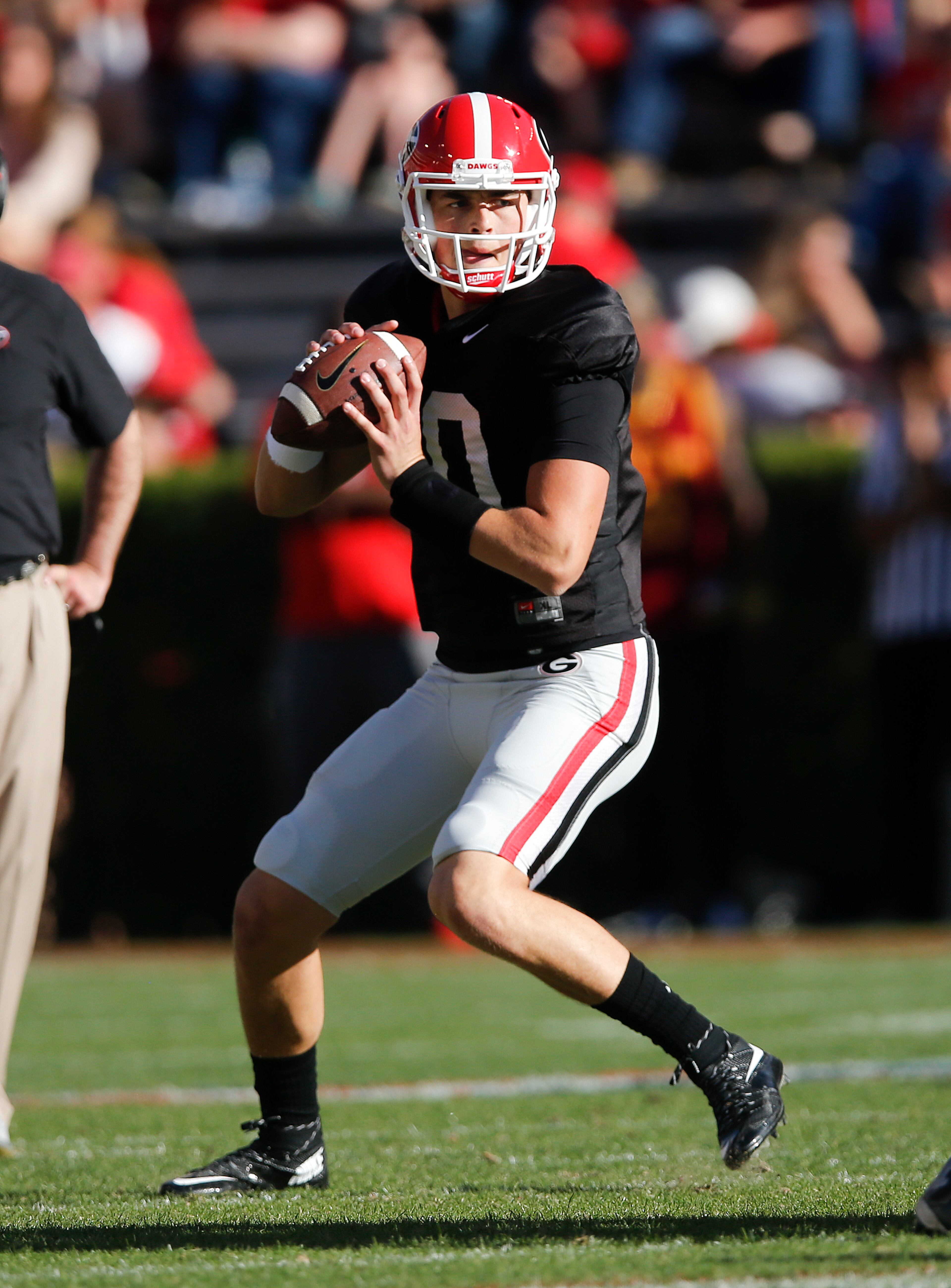 Georgia quarterback Jacob Eason throws during the first half of their spring game Saturday, April 16, 2016, in Athens, Ga. (AP Photo/John Bazemore)