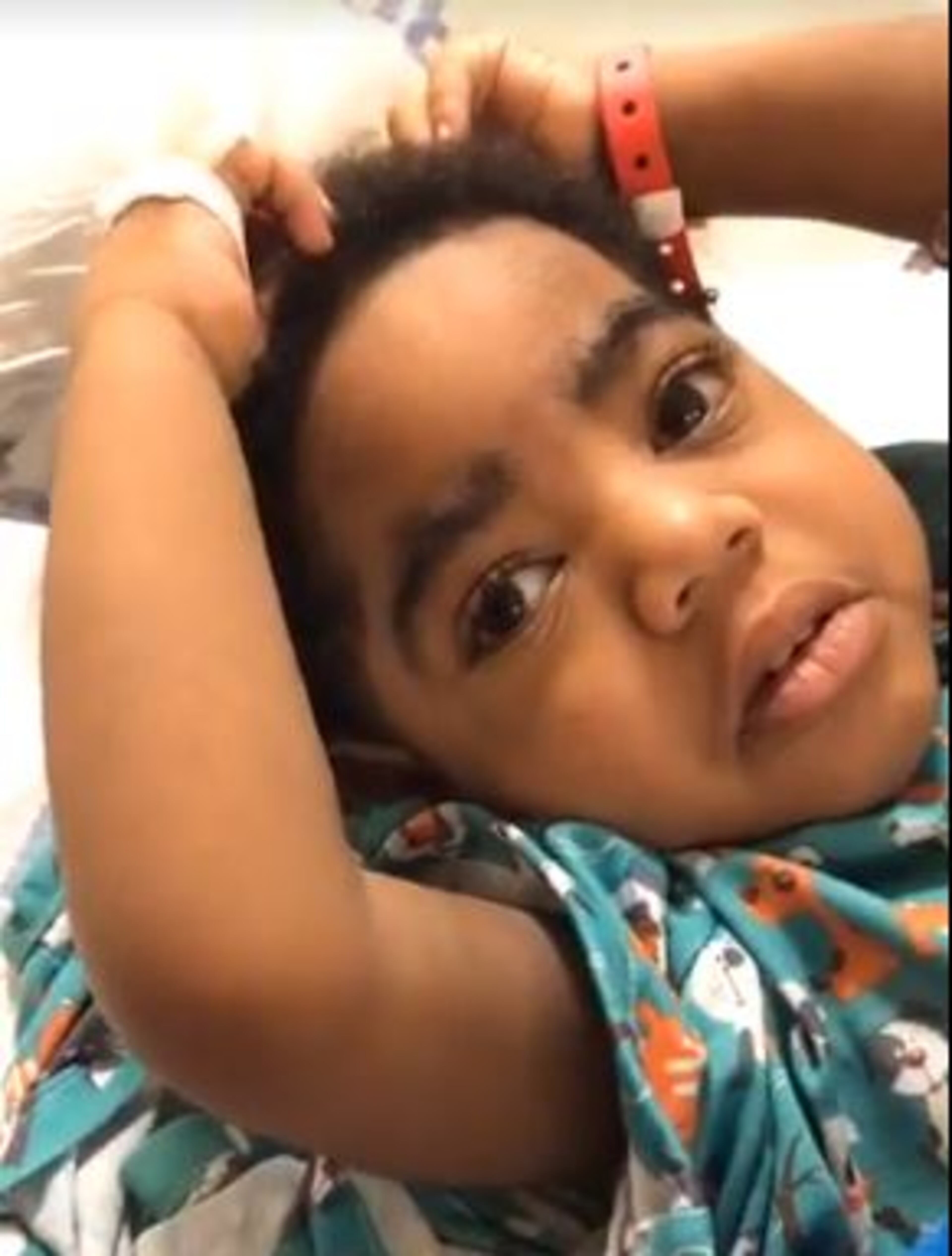 AJ Burgess before surgery on Wednesday. (Credit: Carmellia Burgess via Facebook)