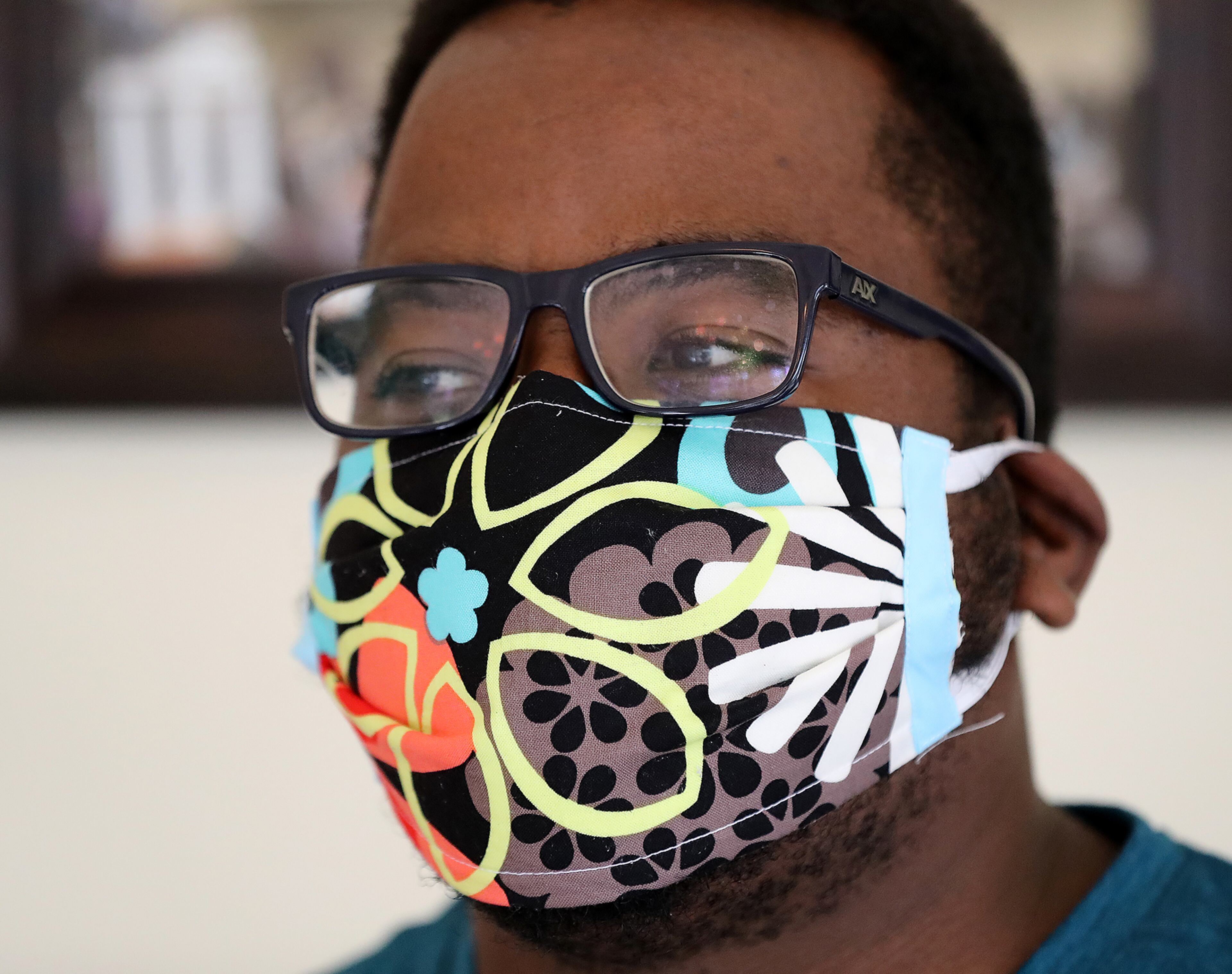 April 5, 2020 Rutledge: Robert Terrell III, the church drummer, wears a mask while attending the Palm Sunday praise and worship service at Union Springs Baptist Church on Sunday, April 5, 2020, in Rutledge. Curtis Compton ccompton@ajc.com