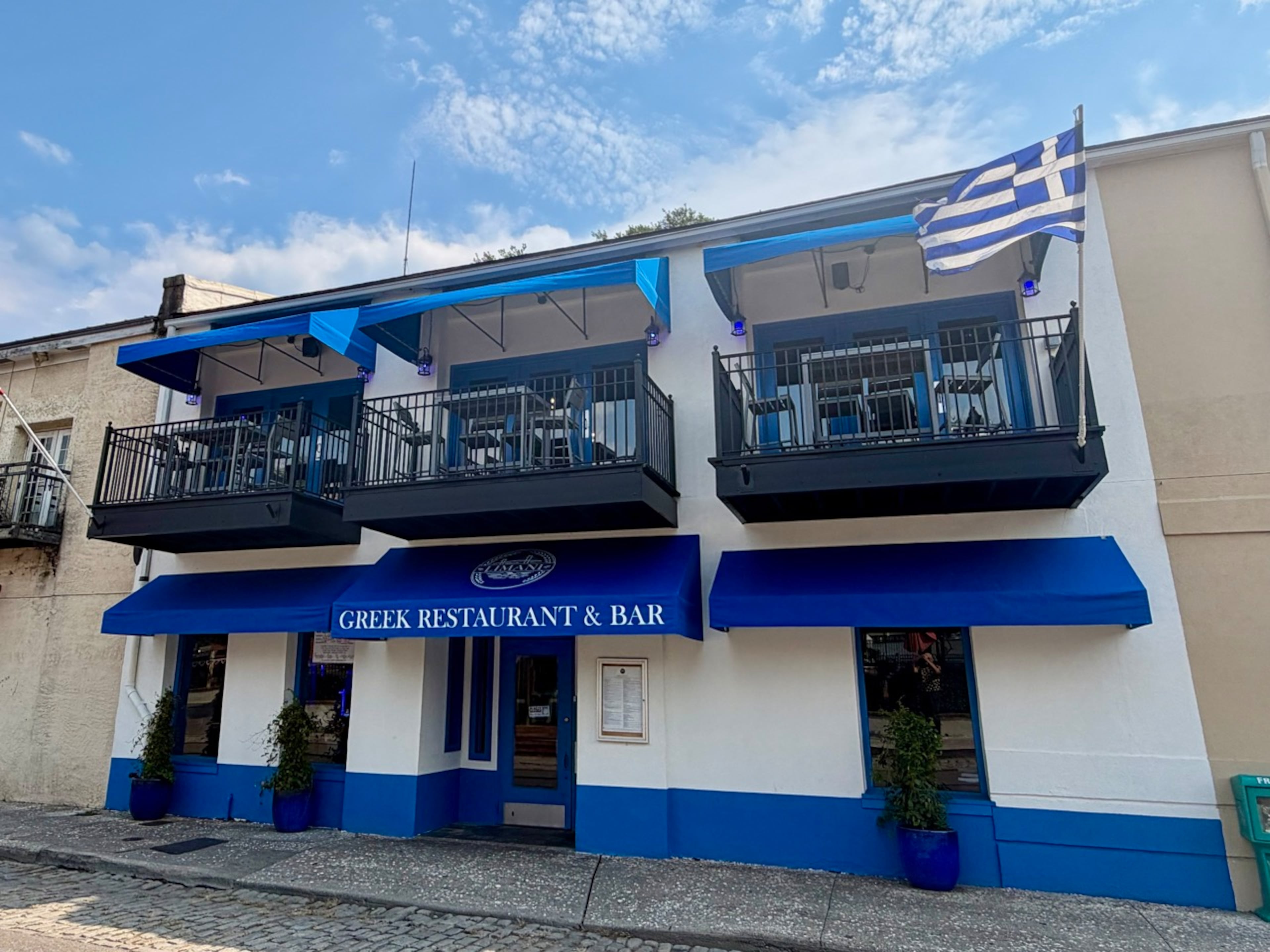 The new Greek restaurant Limani on East River Street in Savannah. (Bill Dawers for the AJC)