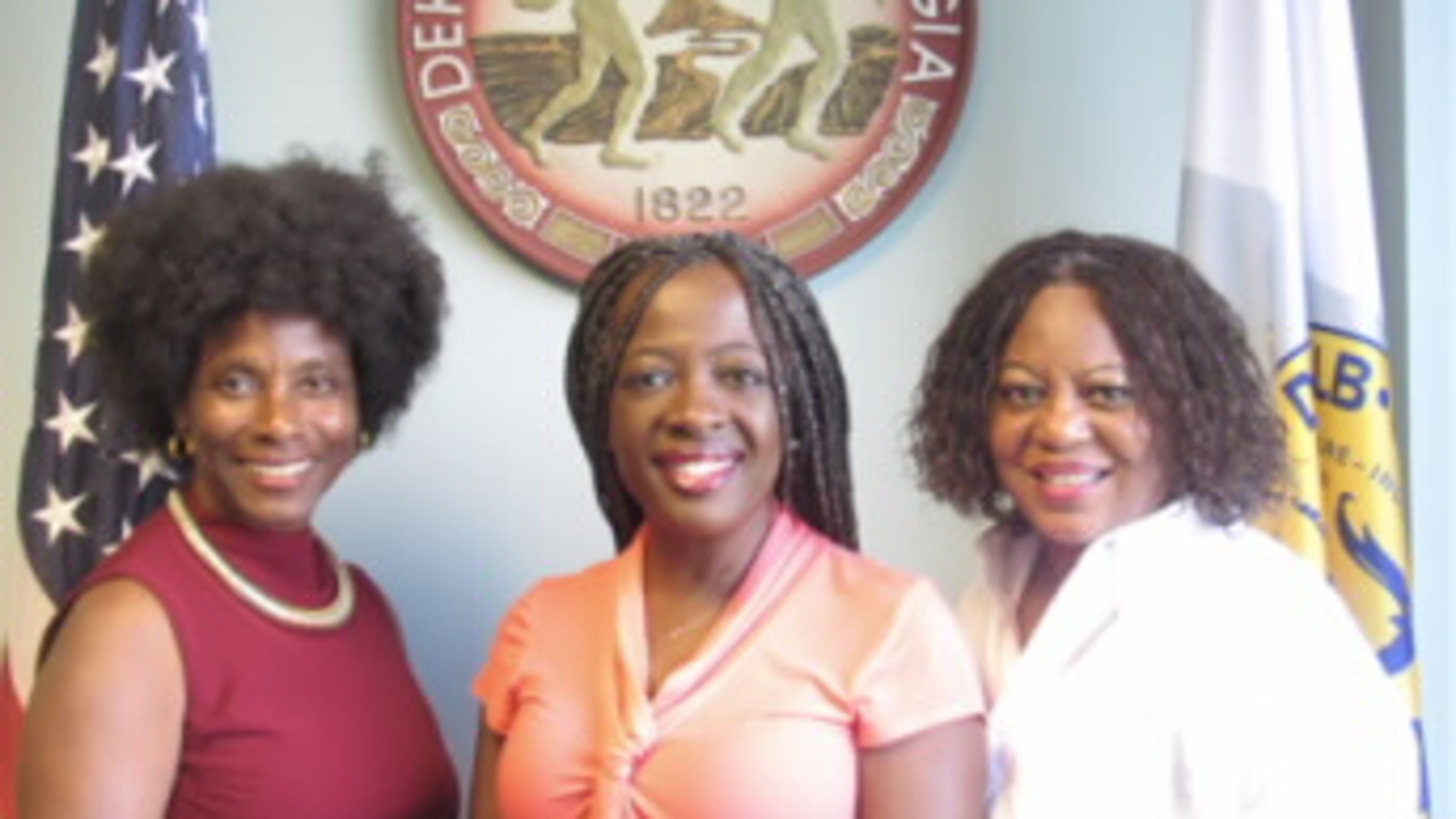 From left, Lithonia Mayor Deborah A. Jackson, Tabitha’s House Executive Director Dr. Margie Gill and Commissioner Mereda Davis Johnson. CONTRIBUTED