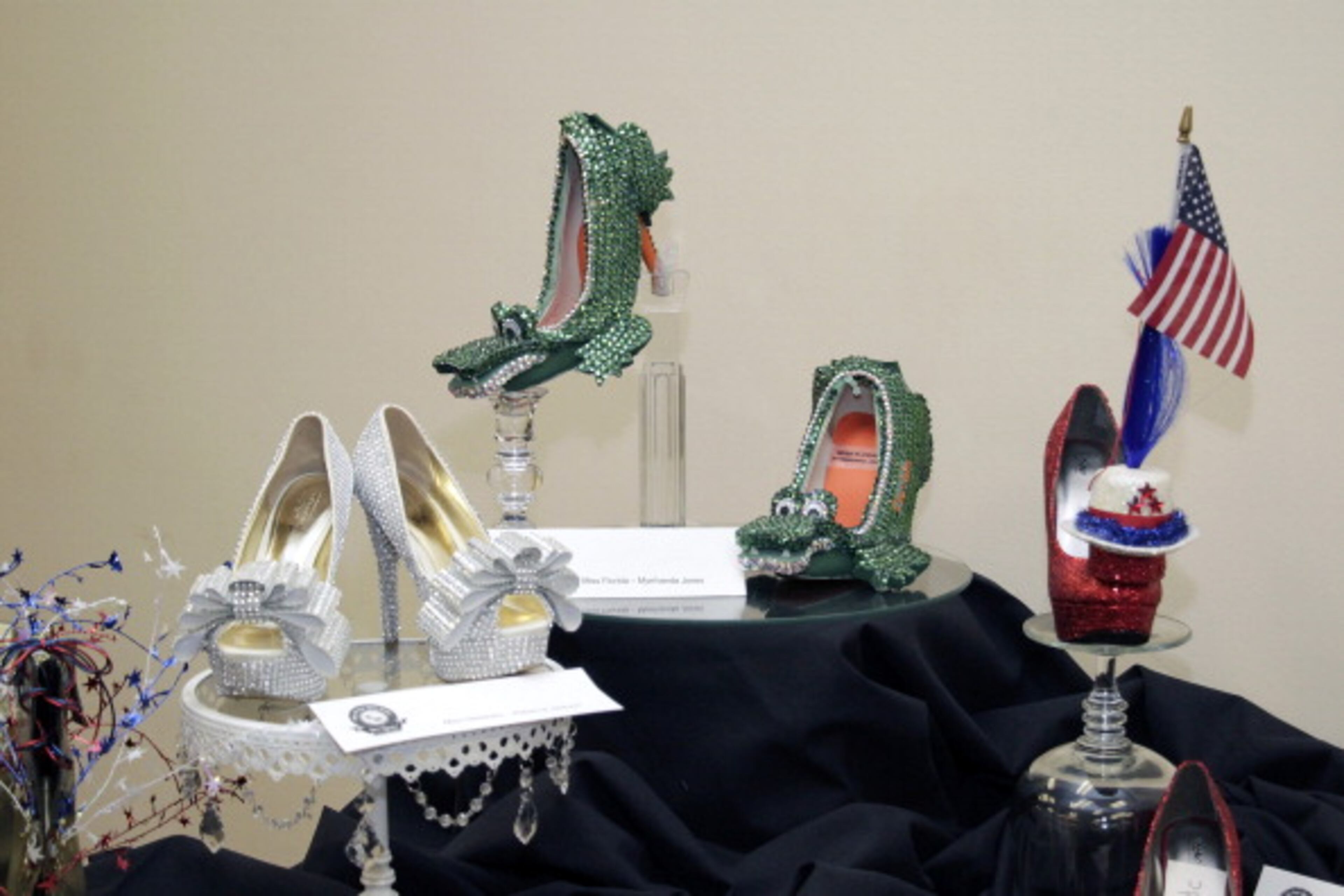 ATLANTIC CITY, NJ - SEPTEMBER 10: Miss America contestants parade shoes were presented to those who attends 2014 Miss America News Conference And Parade Shoes Unveilign at Atlantic City Boardwalk Hall on September 10, 2013 in Atlantic City, New Jersey. (Photo by Donald Kravitz/Getty Images)