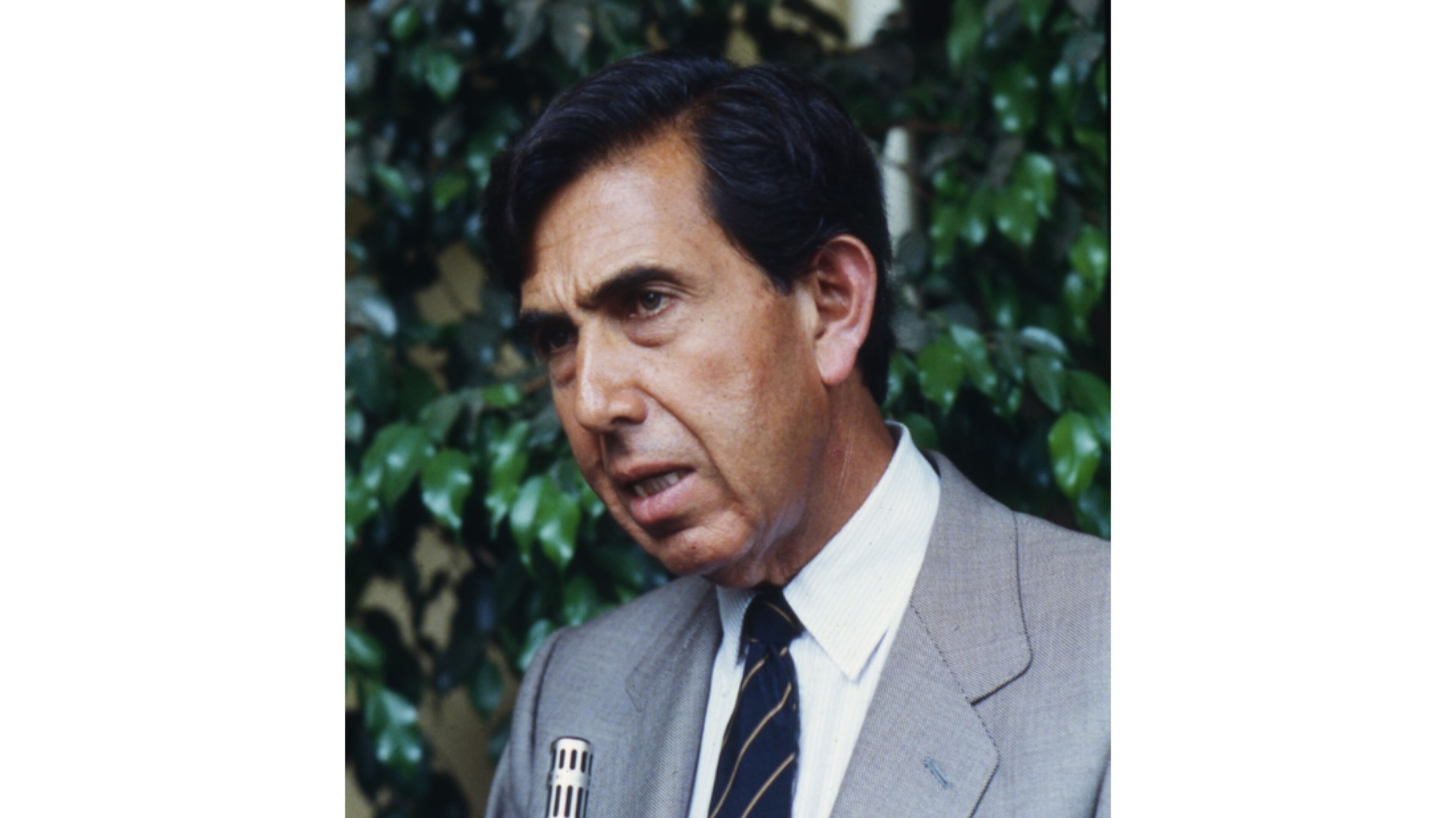FILE - Mexico's Cuauhtemoc Cardenas, National Democratic Front (FDN) candidate speaks during a press conference in Mexico City, July 6, 1988. (AP Photo/Valente Cotera, File)