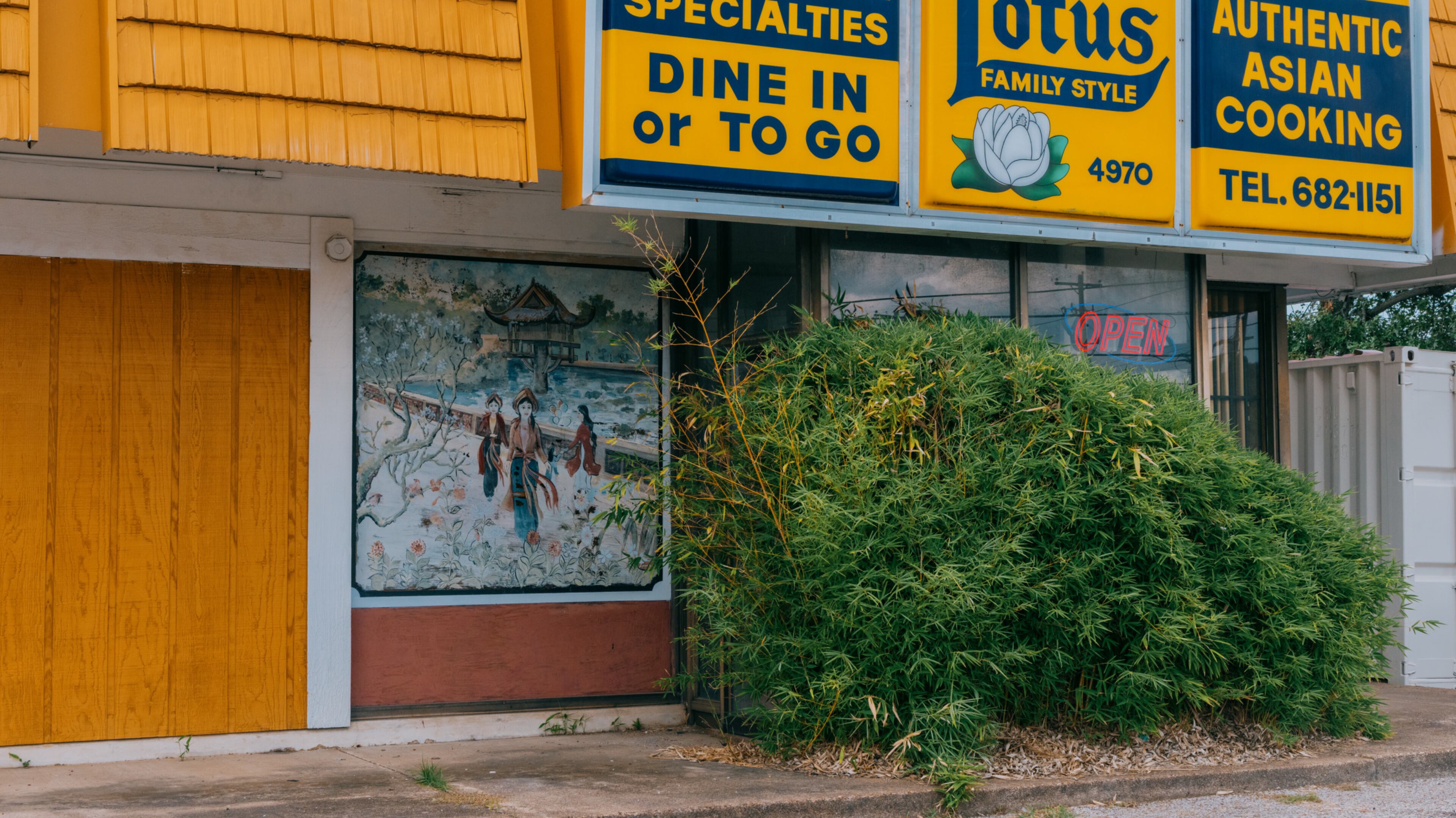 Photographer Tommy Kha's take on the South is framed by his experience as a queer man, the son of Chinese and Vietnamese immigrants, for example in his "Lotus (Family Style, No 1), Summer Avenue, Memphis, Tennessee" (2021).