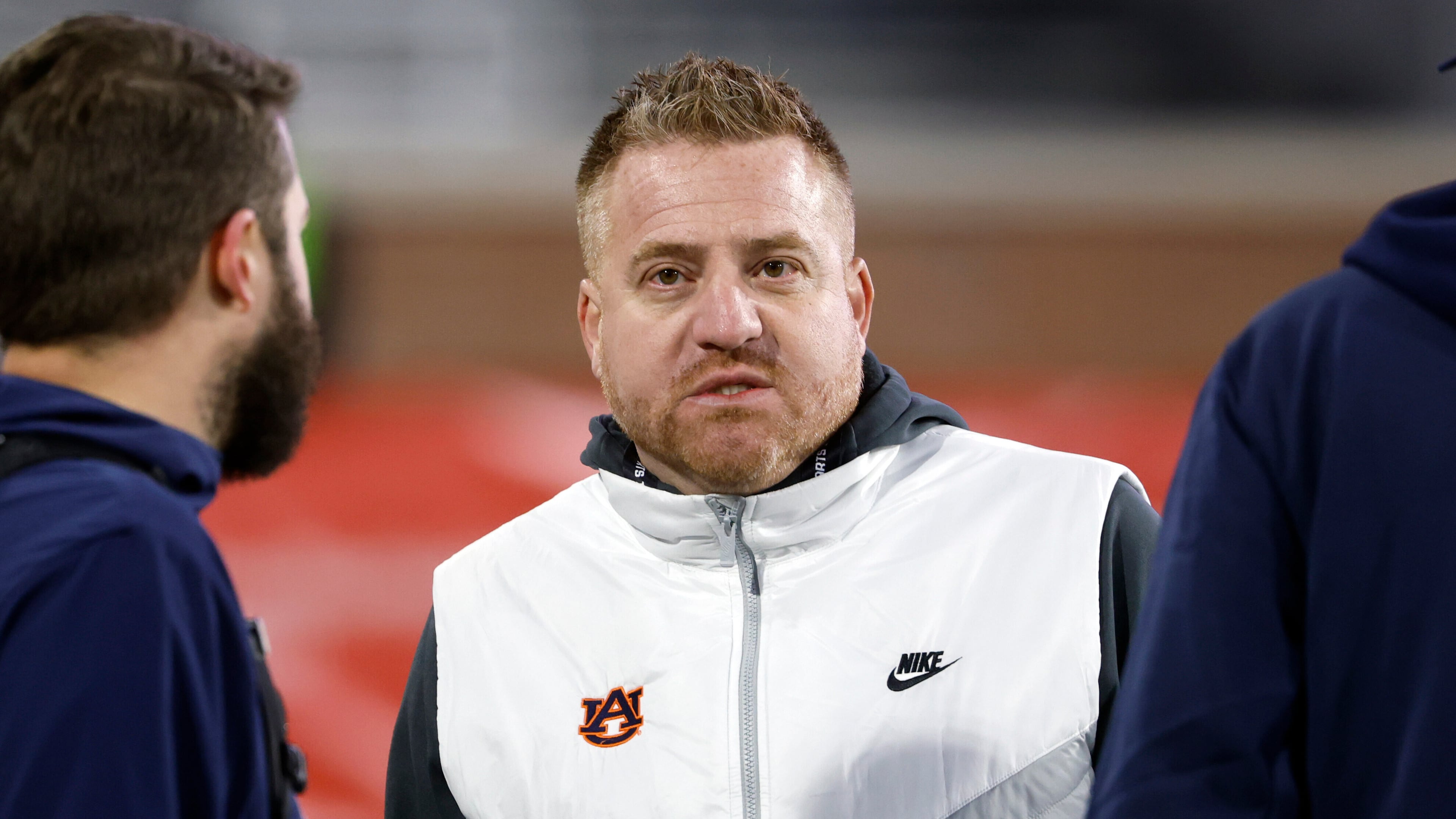 Auburn coach Alex Golesh, whose Tigers play Baylor at Mercedes-Benz Stadium in the Aflac Kickoff Game on Saturday, has heard plenty about the imbalance in the Deep South’s Oldest Rivalry. (Butch Dill/AP)