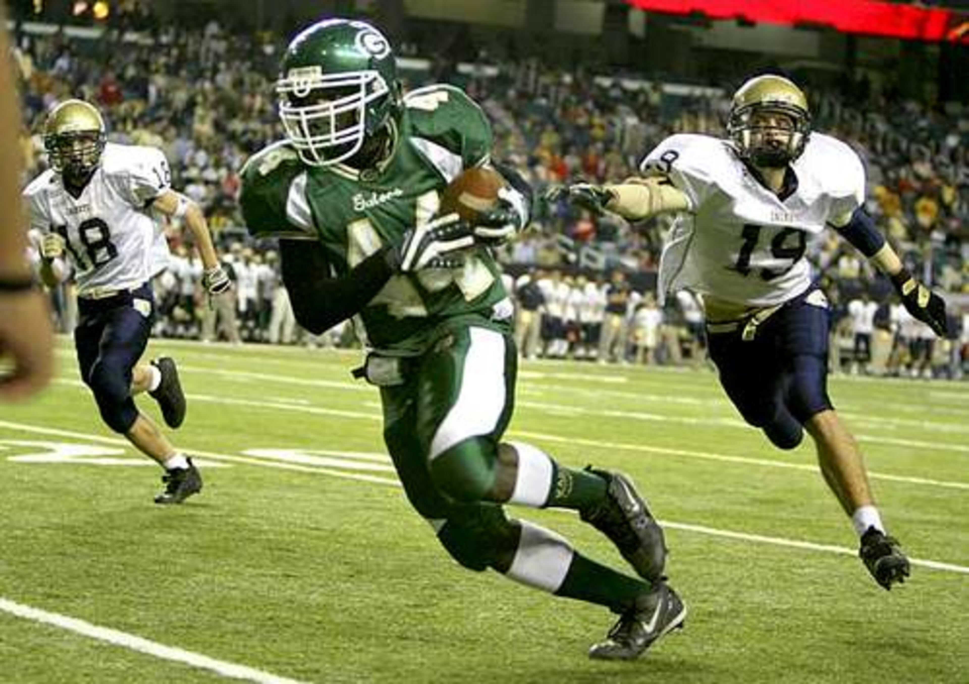 Ware County's J.J. Keyhea beat Thomas County Central defender Chris Shiver for the game-winning touchdown in the 4th quarter.
