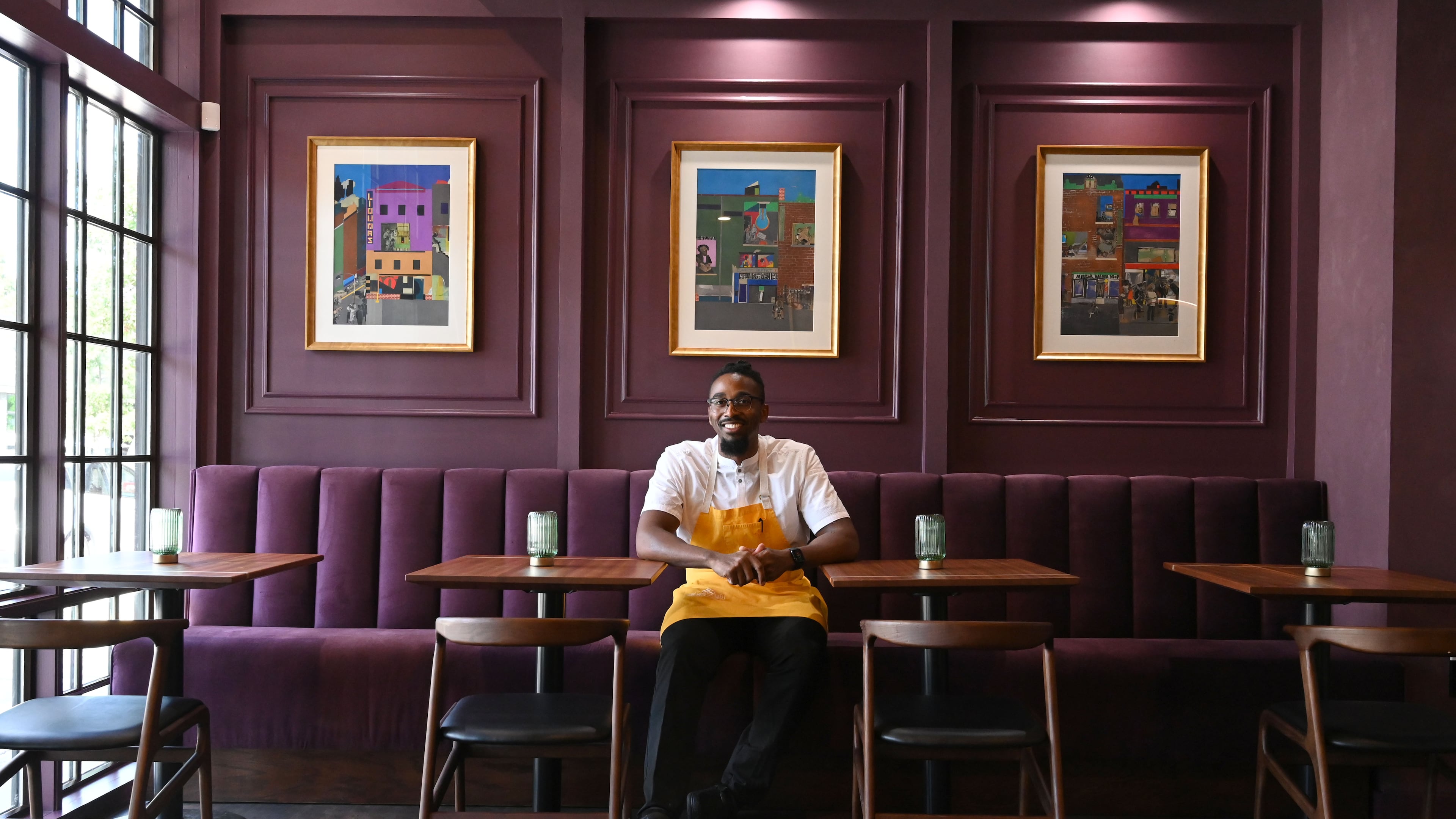 Chef Demetrius Brown poses for a portrait at Heritage Supper Club on Friday, Sept. 4, 2026, in Atlanta. Heritage, the highly anticipated new restaurant from Brown, is set to open Sept. 10. (Hyosub Shin/AJC)