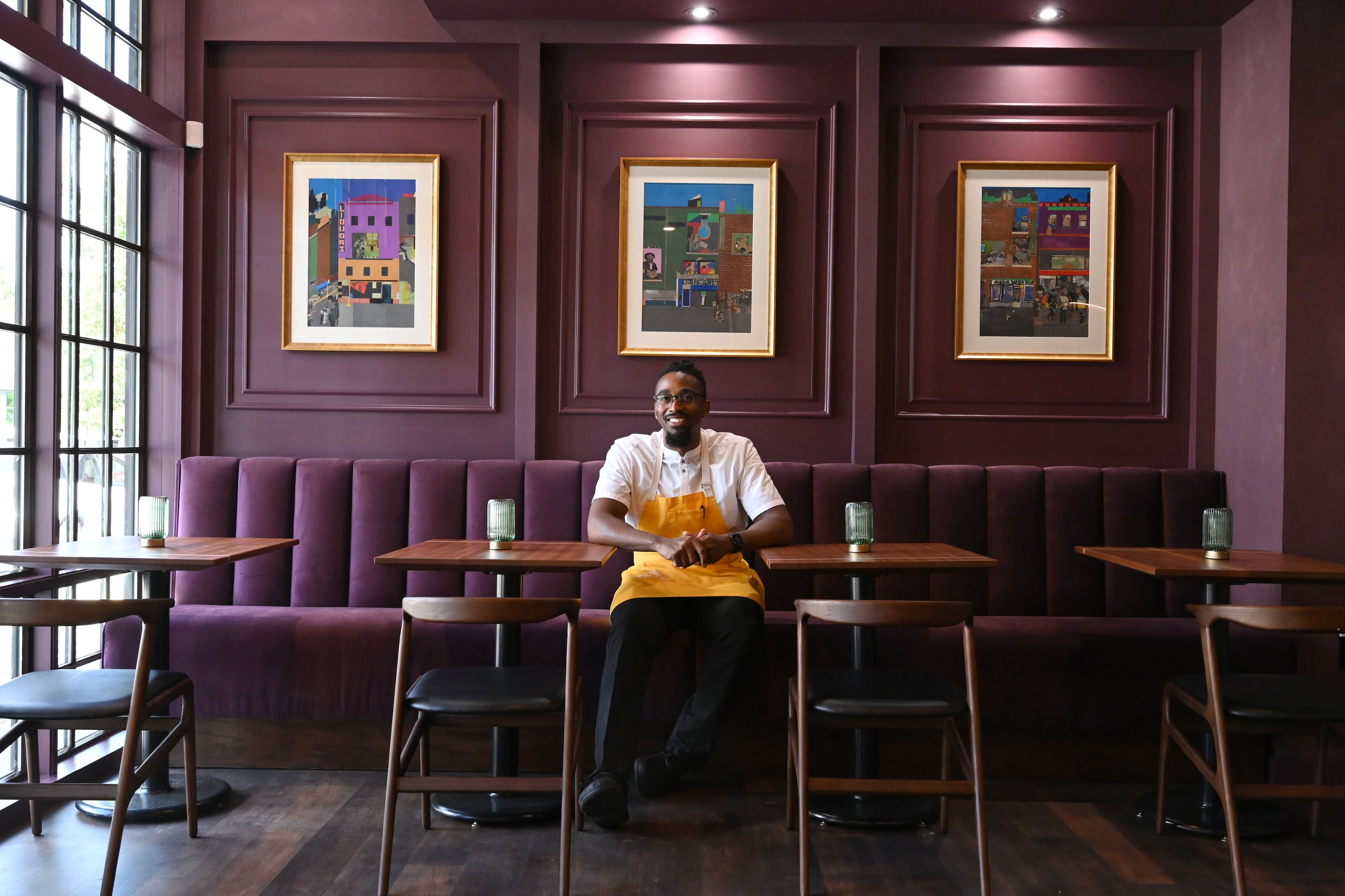 Chef Demetrius Brown poses for a portrait at Heritage Supper Club on Friday, Sept. 4, 2026, in Atlanta. Heritage, the highly anticipated new restaurant from Brown, is set to open Sept. 10. (Hyosub Shin/AJC)
