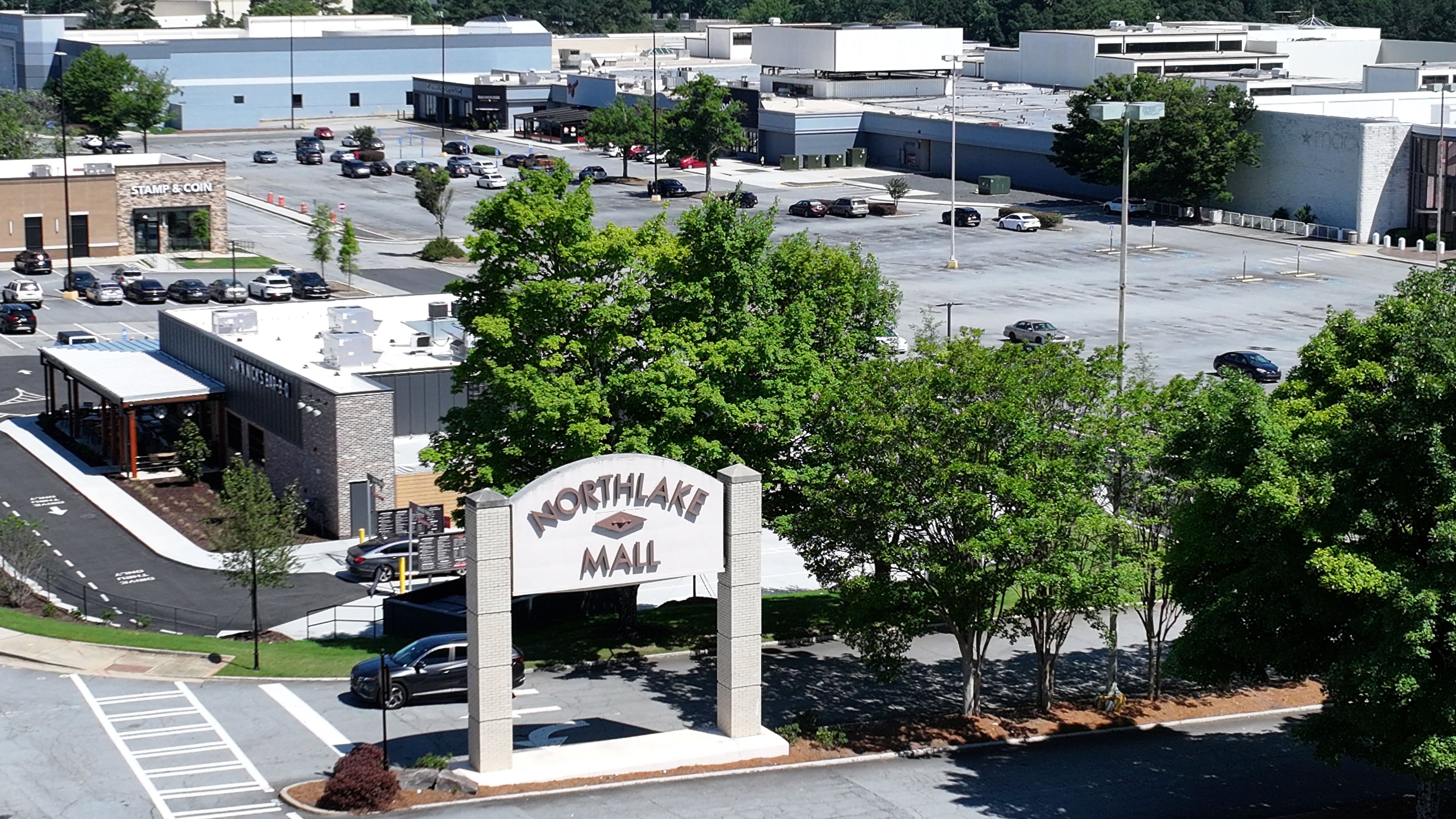 Aerial view of Northlake Mall on Wednesday, June 3, 2026. Northlake Mall is evicting a number of tenants under reports of a potential sale. Part of the mall was converted to offices occupied by Emory Healthcare, which won't be impacted. (Hyosub Shin/AJC)
