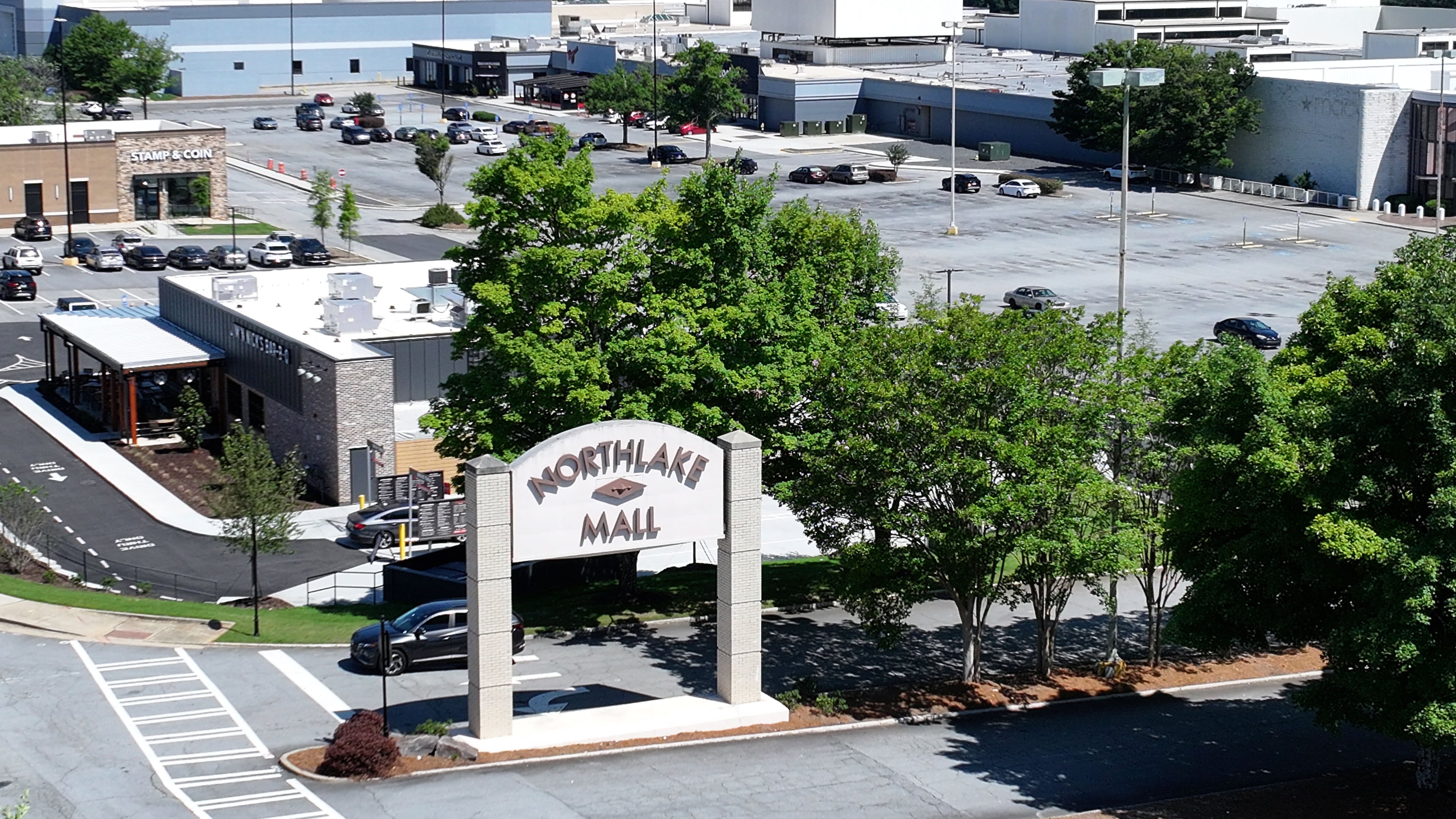 Aerial view of Northlake Mall on Wednesday, June 3, 2026. Northlake Mall is evicting a number of tenants under reports of a potential sale. Part of the mall was converted to offices occupied by Emory Healthcare, which won't be impacted. (Hyosub Shin/AJC)