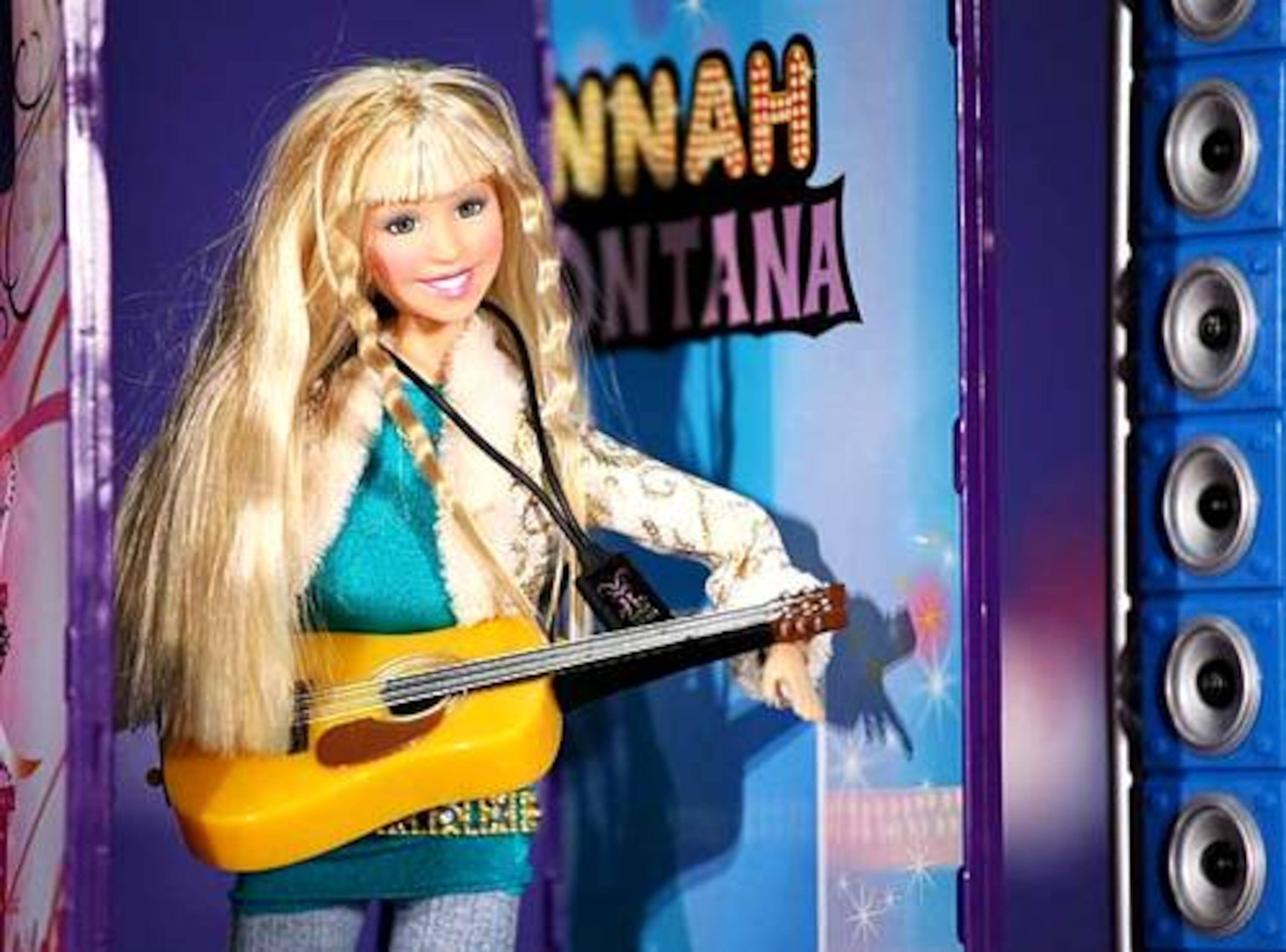 A Hannah Montana Singing Doll and Pop Star stage are shown at the Toy Wishes Holiday Preview in New York in October.