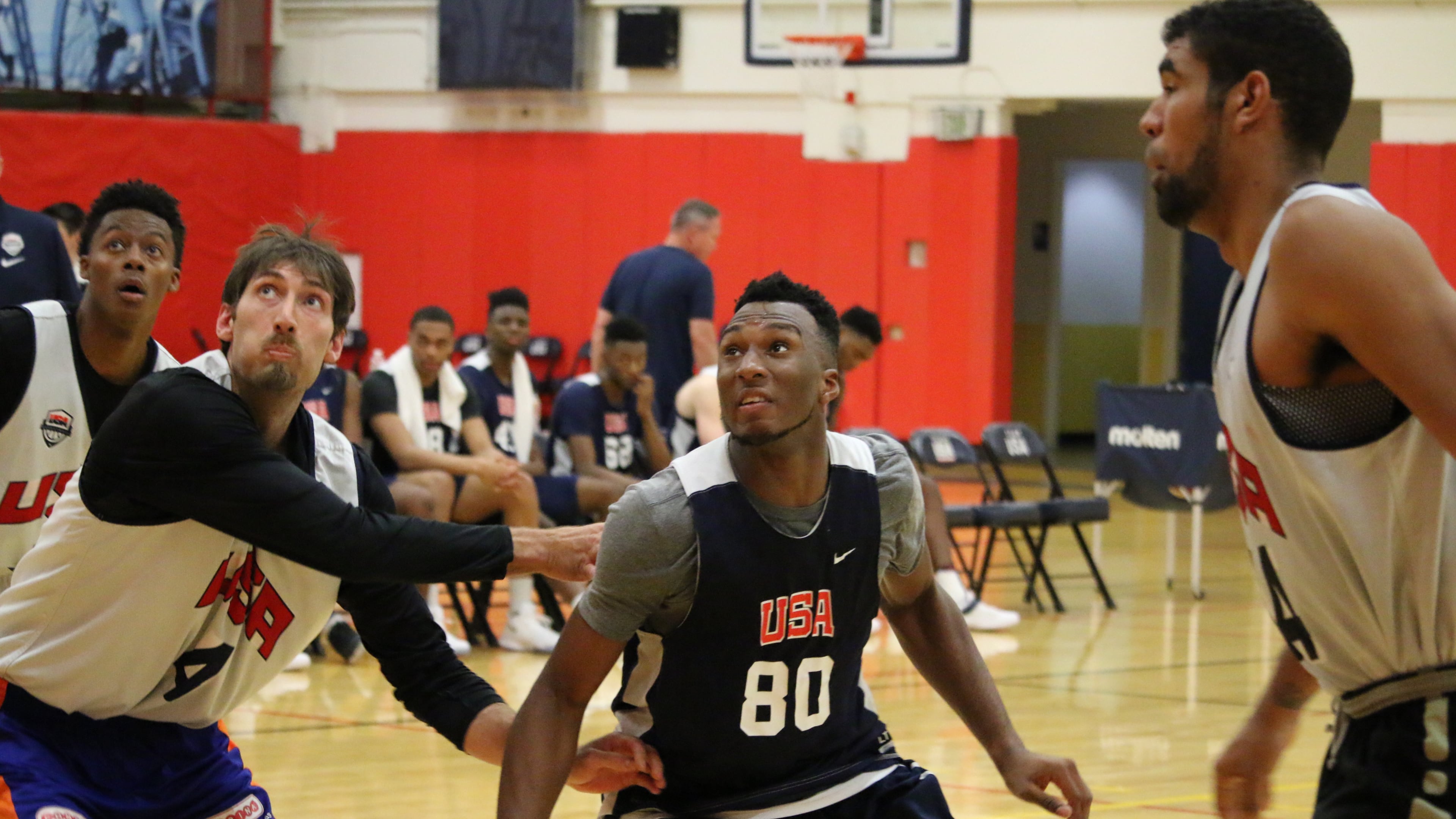 Josh Okogie (80) at tryouts for the U.S. U19 team last week in Colorado Springs, Colo. One of 27 invited, Okogie made the 12-man team that will play in the FIBA U19 World Cup in Cairo beginning July 1. (USA Basketball)
