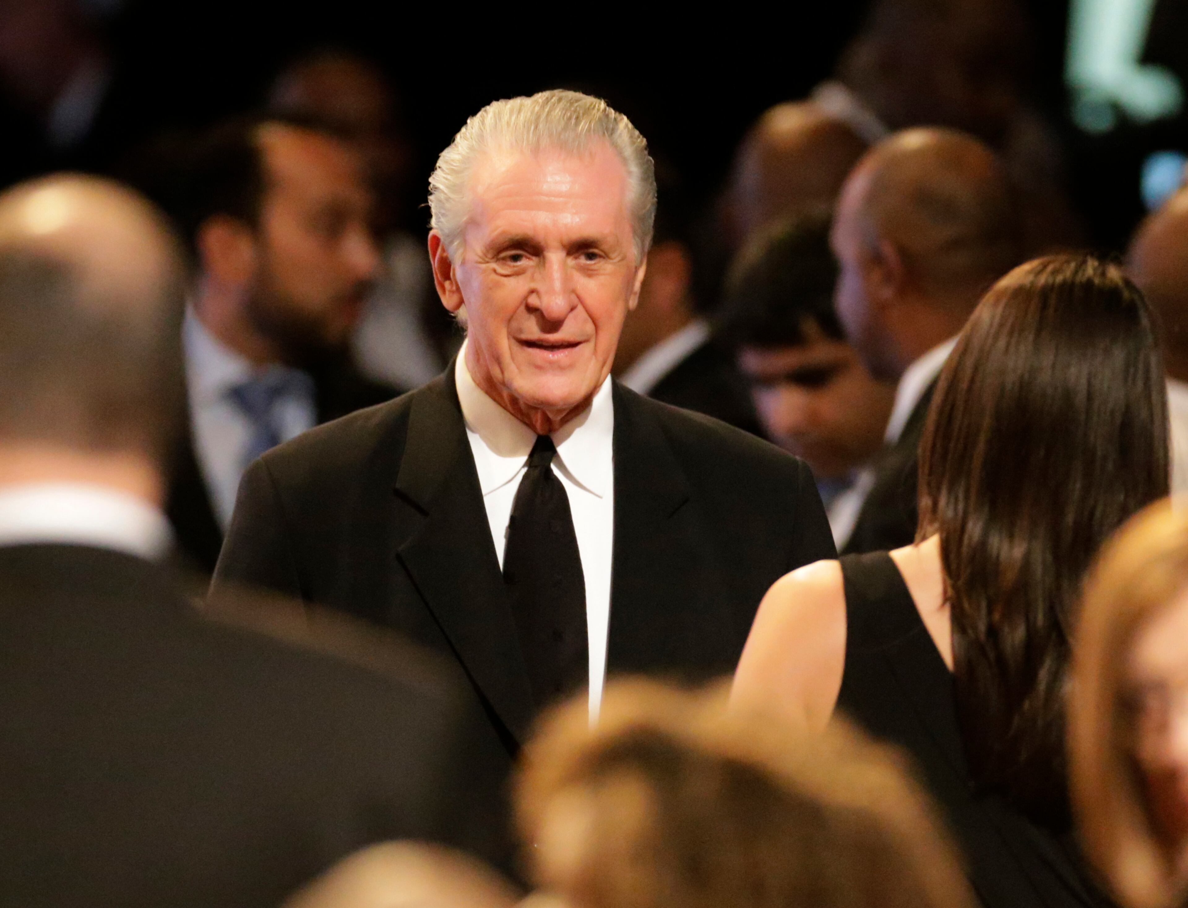 NBA executive Pat Riley arrives for Muhammad Ali's memorial service, Friday, June 10, 2016, in Louisville, Ky. (AP Photo/David Goldman)