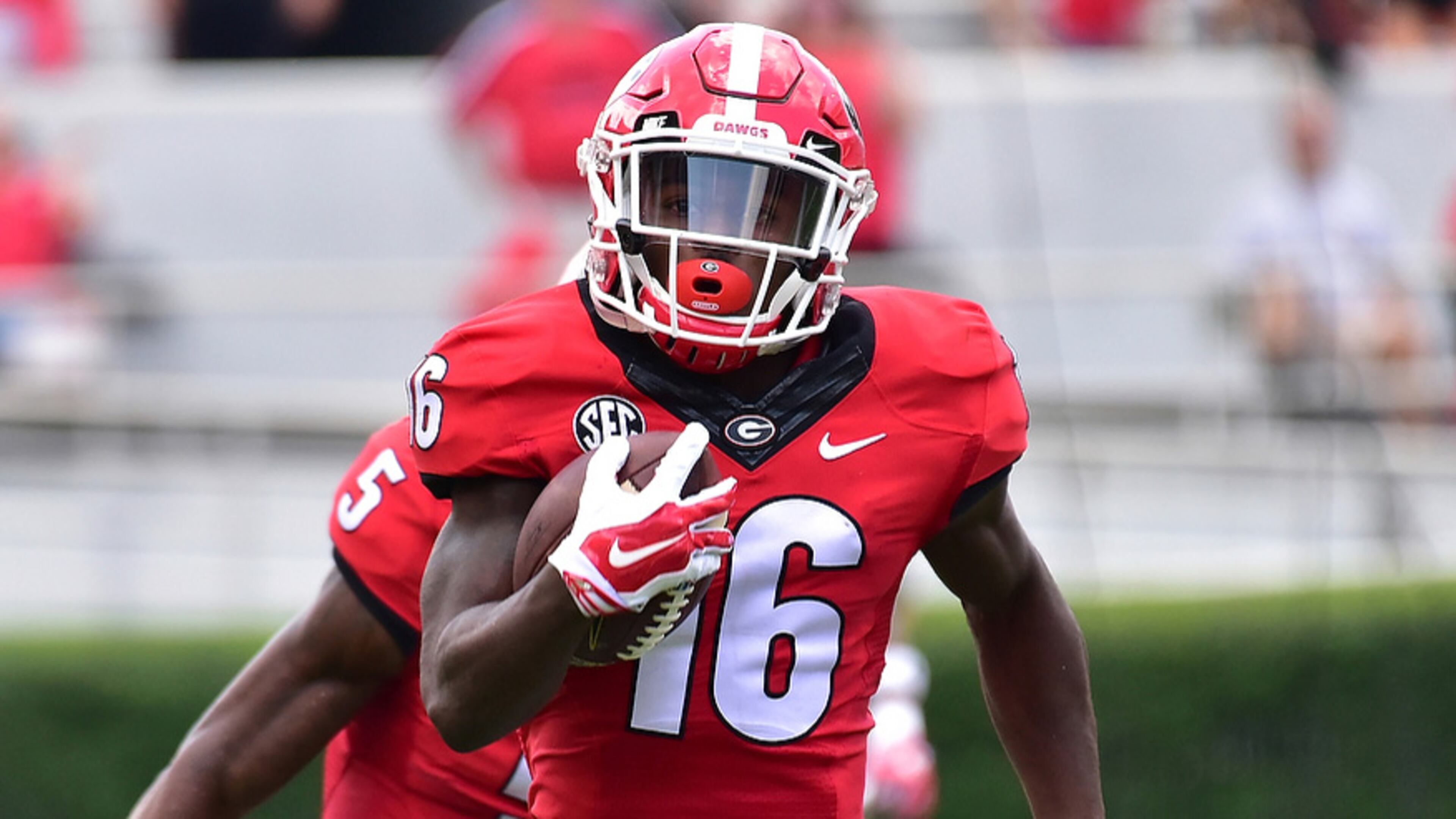 Georgia receiver Isaiah McKenzie (16) during the Bulldogs' game against Nicholls at Sanford Stadium in Athens, Ga., on Saturday, Sept. 10, 2016. (Photo by Perry McIntyre Jr.)
