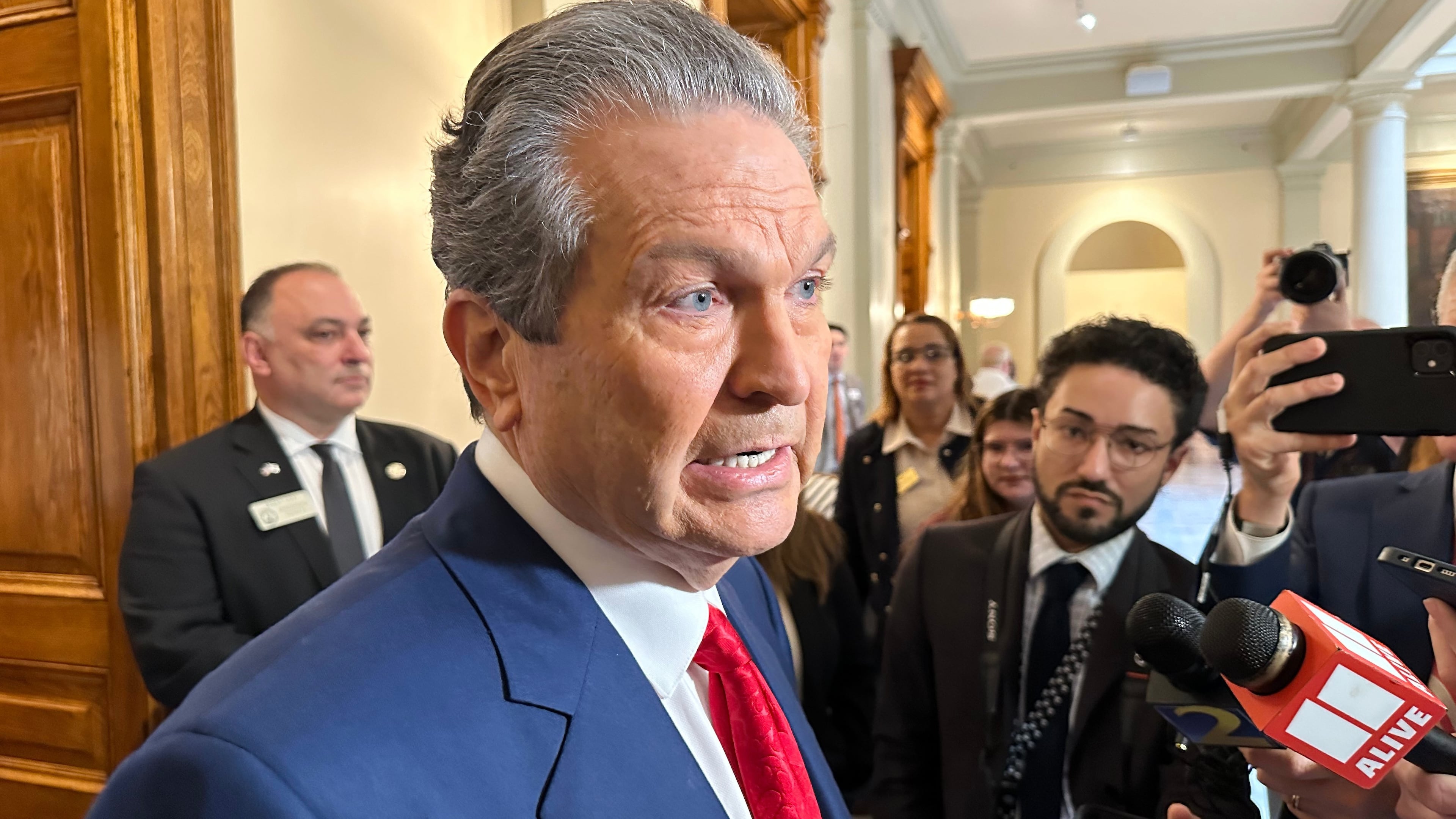 Republican Rick Jackson speaks to reporters after qualifying to run for governor March 6, 2026. (Jeff Amy/AP)
