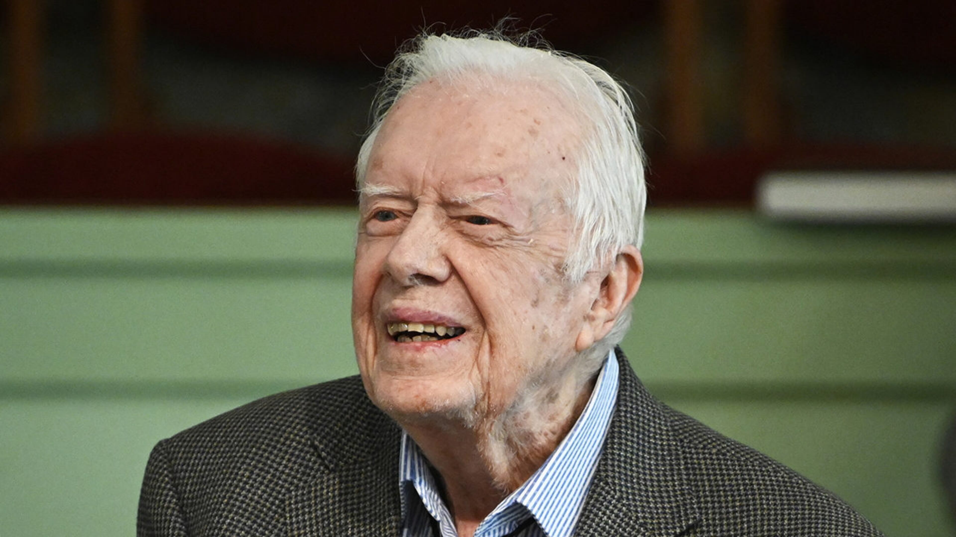 In this Sunday, Nov. 3, 2019, photo, former President Jimmy Carter teaches Sunday school at Maranatha Baptist Church in Plains, Ga.