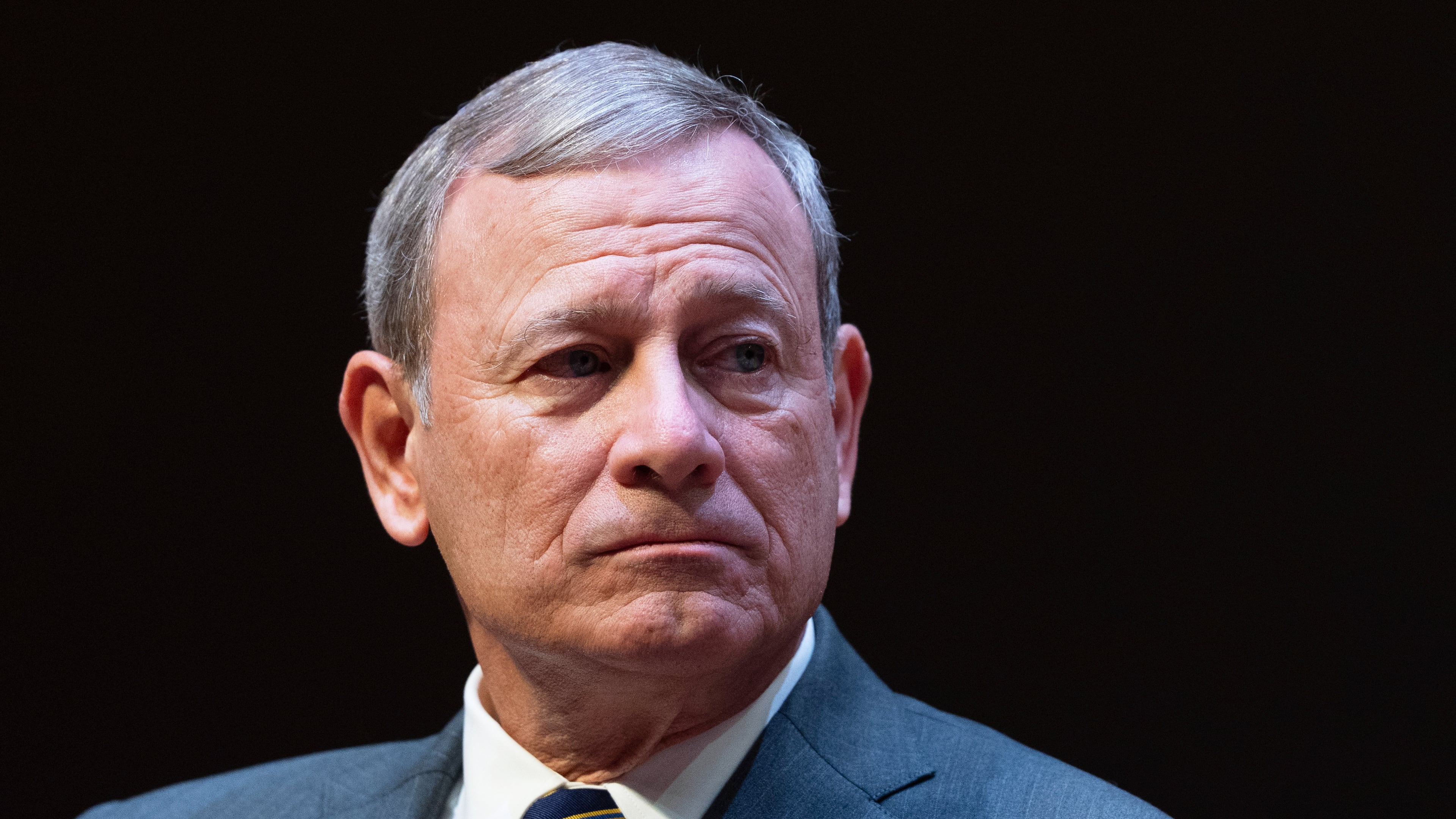 FILE - John Roberts, Chief Justice of the U.S. Supreme Court, speaks during lecture to the Georgetown Law School graduating class of 2025, in Washington, May 12, 2025. (AP Photo/Manuel Balce Ceneta, File)
