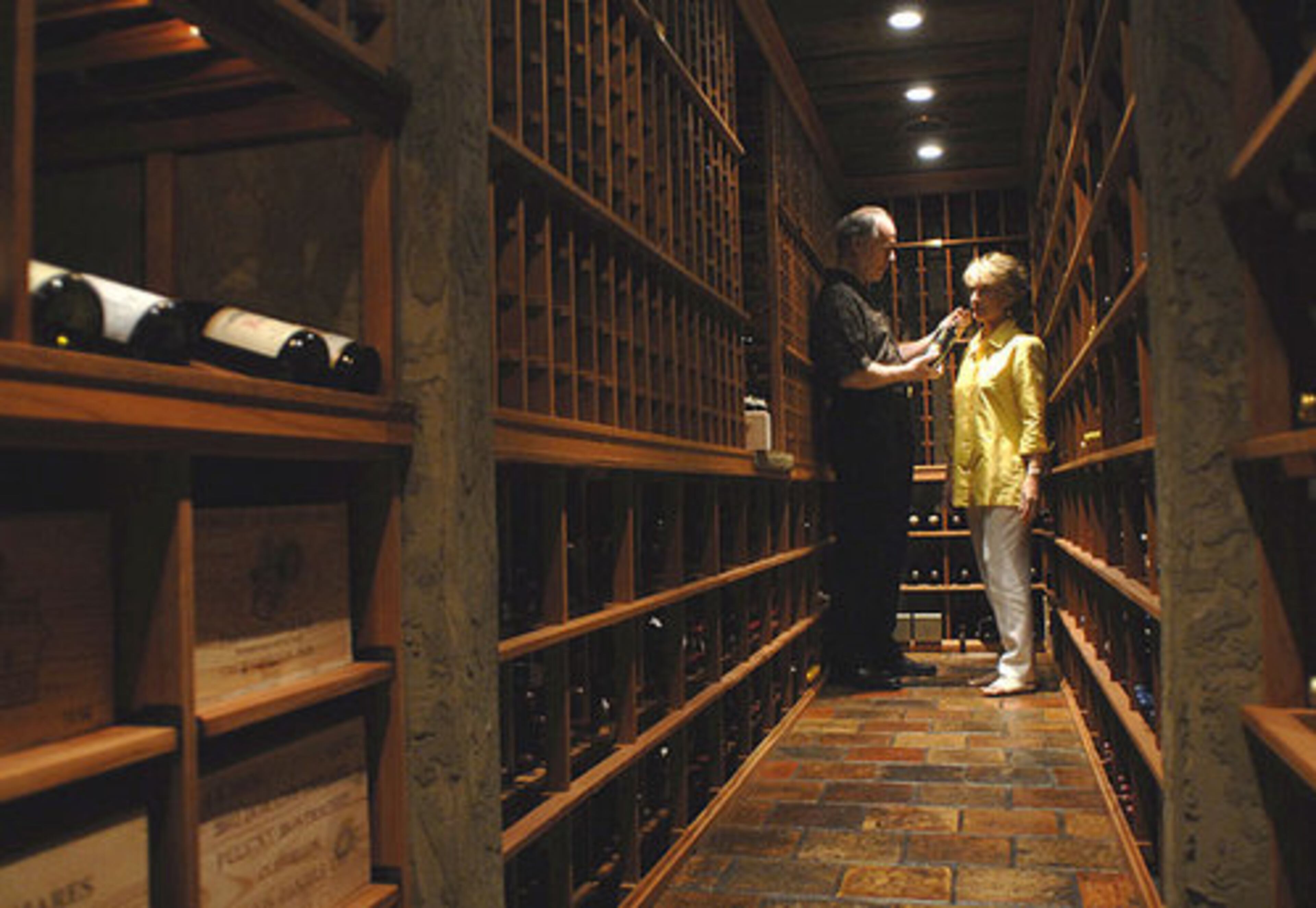The Andersons own about 6,500 bottles of fine wine. Climate controlled wine cellars, wine bottle refrigerators and small wine closets are among the hottest amenities in homes today.