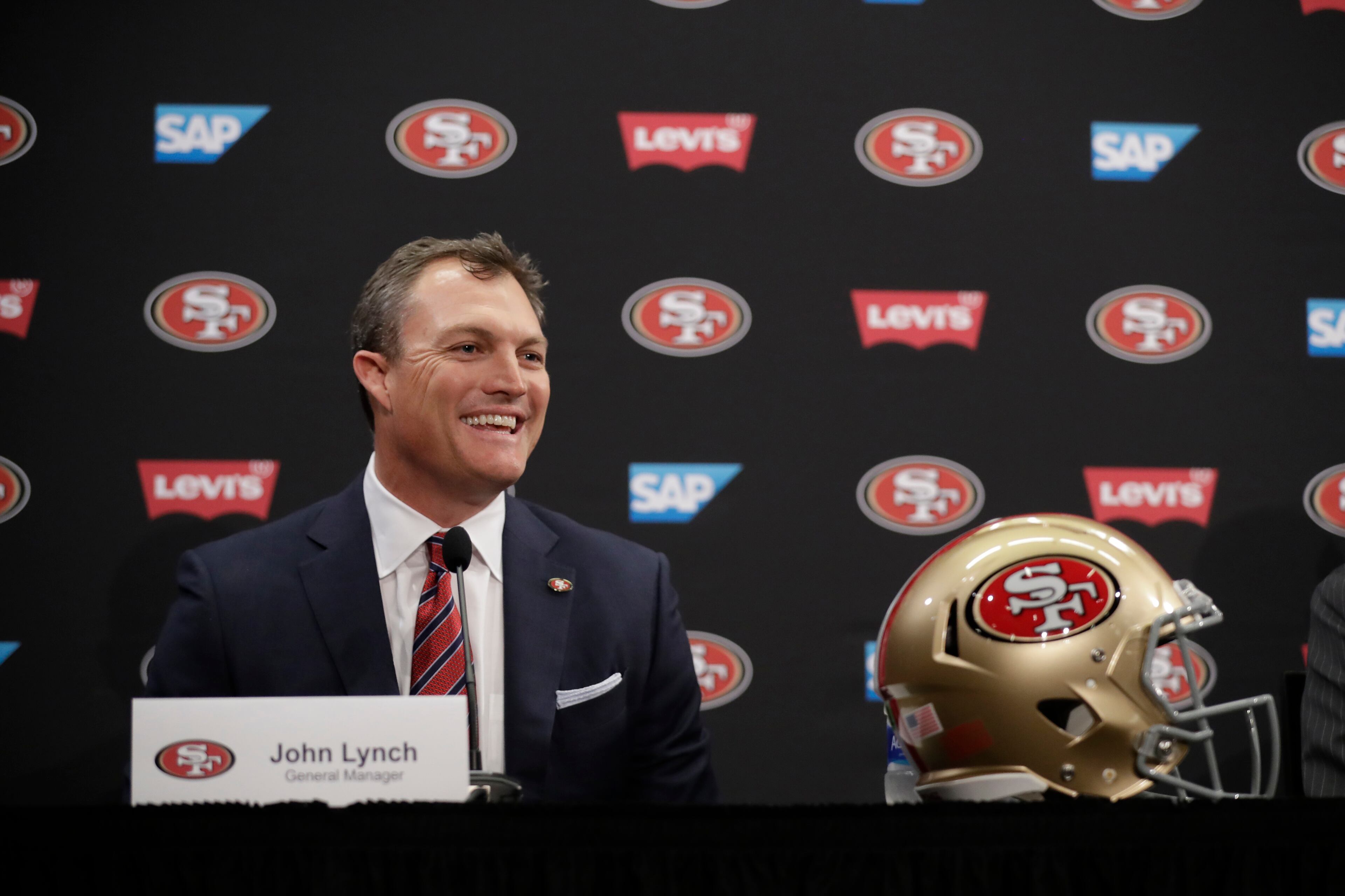 San Francisco 49ers general manager John Lynch answers questions during an NFL football press conference Thursday, Feb. 9, 2017, in Santa Clara, Calif. (AP Photo/Marcio Jose Sanchez)