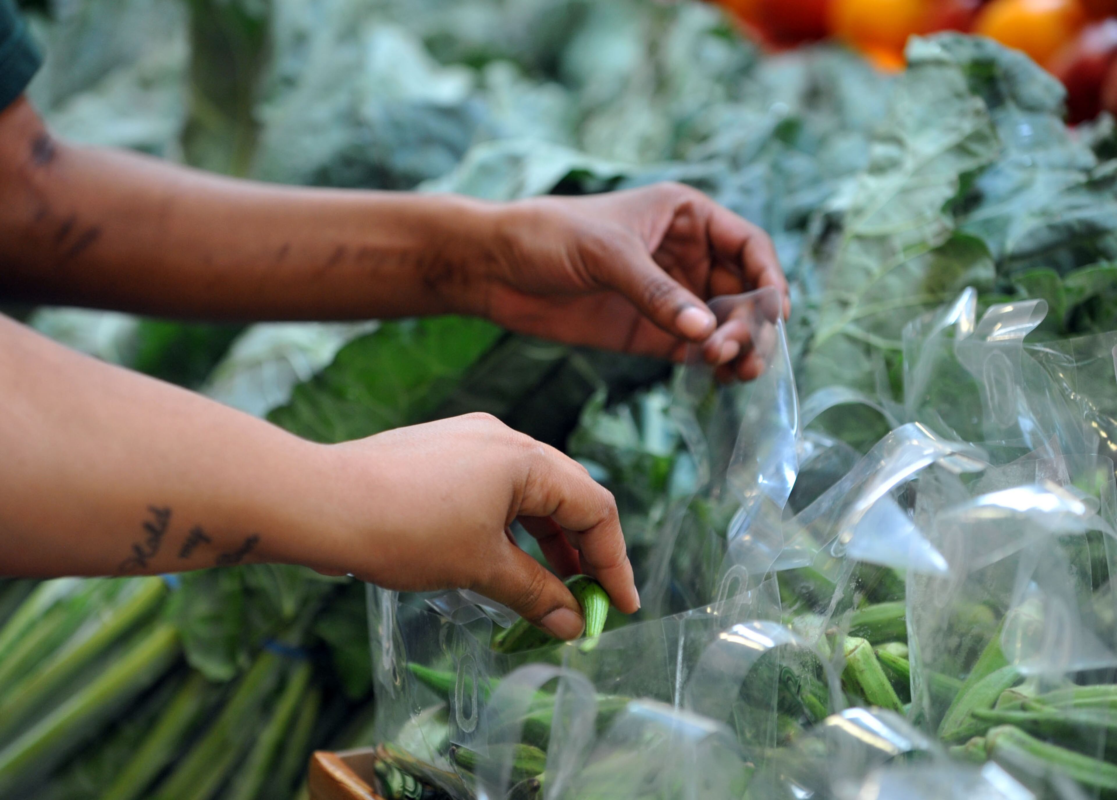Cashiers familiarize themselves with the produce checkout codes at Sprouts Farmers Market tour in Lawrenceville Tuesday, June 17, 2014. It's the first of four Sprouts Farmers Market stores opening in the metro Atlanta area in 2014.