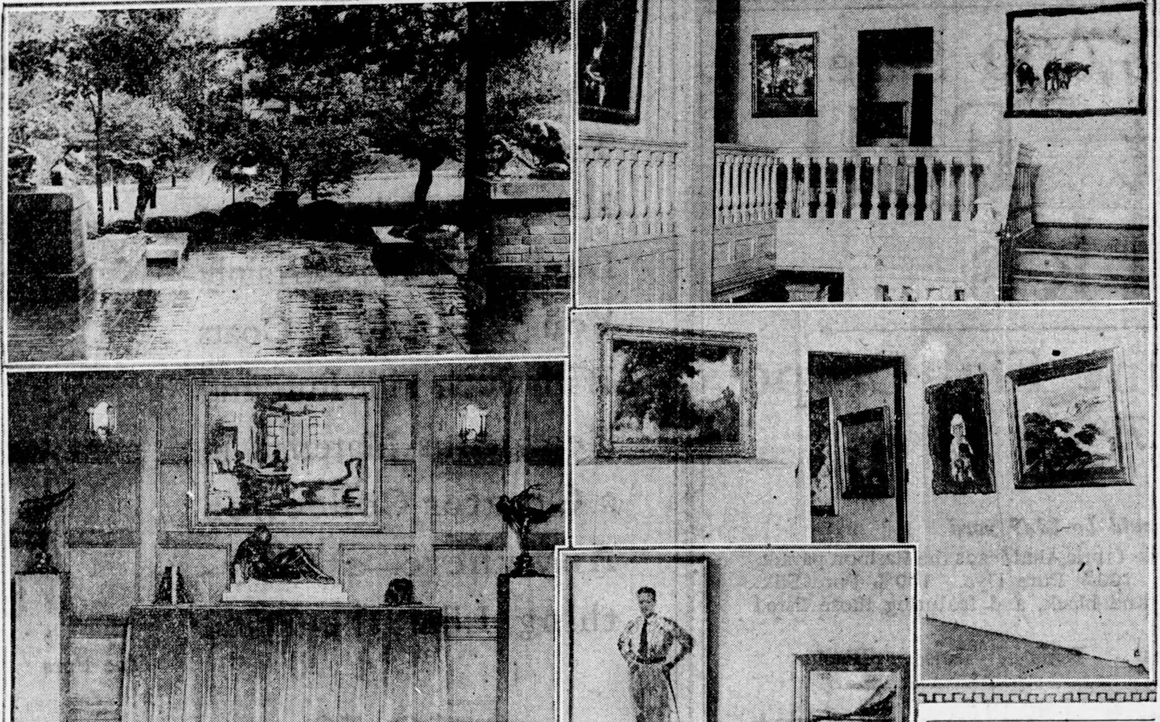 A collection of photos from the Atlanta Journal's article, "Atlantians Honor Mrs. High for Art Museum Gift." These were taken inside the High Museum of Art's original building, which was donated by Harriet "Hattie" High in 1926. (AJC archival image)
