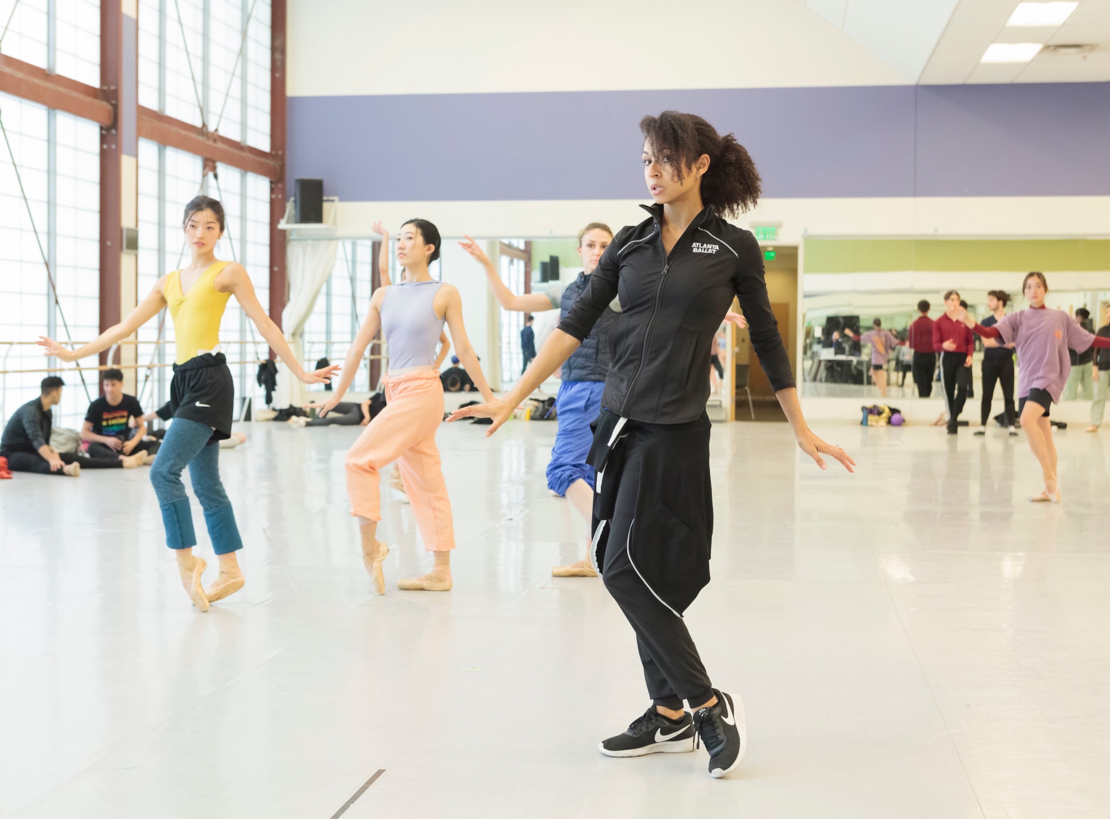 Claudia Schreier rehearses with Atlanta Ballet dancers in advance of the world premiere of "Carnivale."
(Courtesy of Kim Kenney)