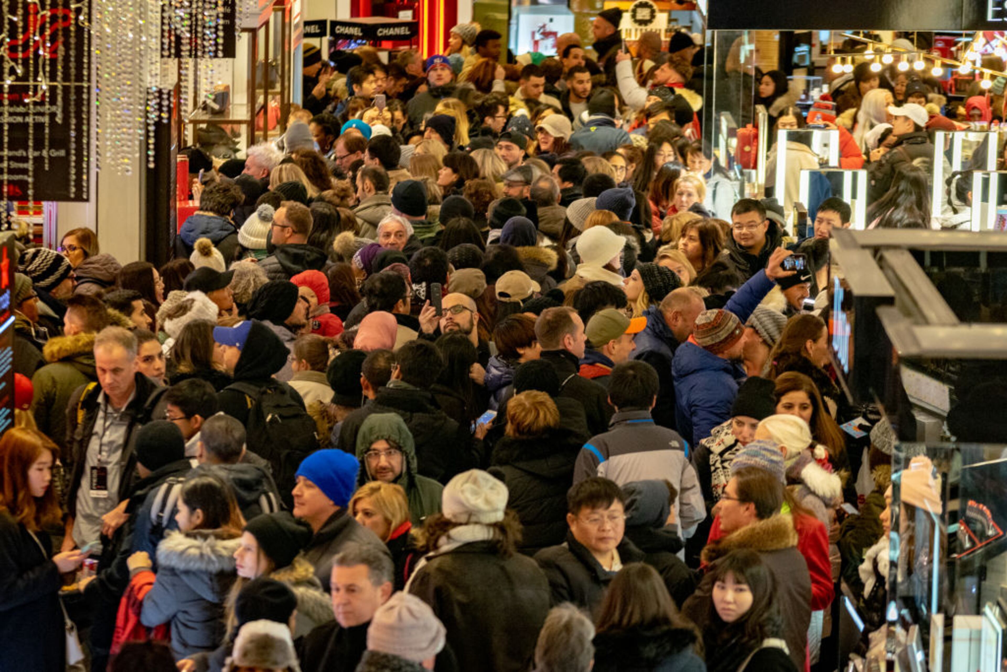 NEW YORK, NY - NOVEMBER 22: People shop at the Herald Square Macy's Flag ship store for the early Black Friday sales on November 22, 2018 in New York City. Known as 'Black Friday', the day after Thanksgiving marks the beginning of the holiday shopping season, with many retailers opening their doors on Thursday evening. (Photo by David Dee Delgado/Getty Images)