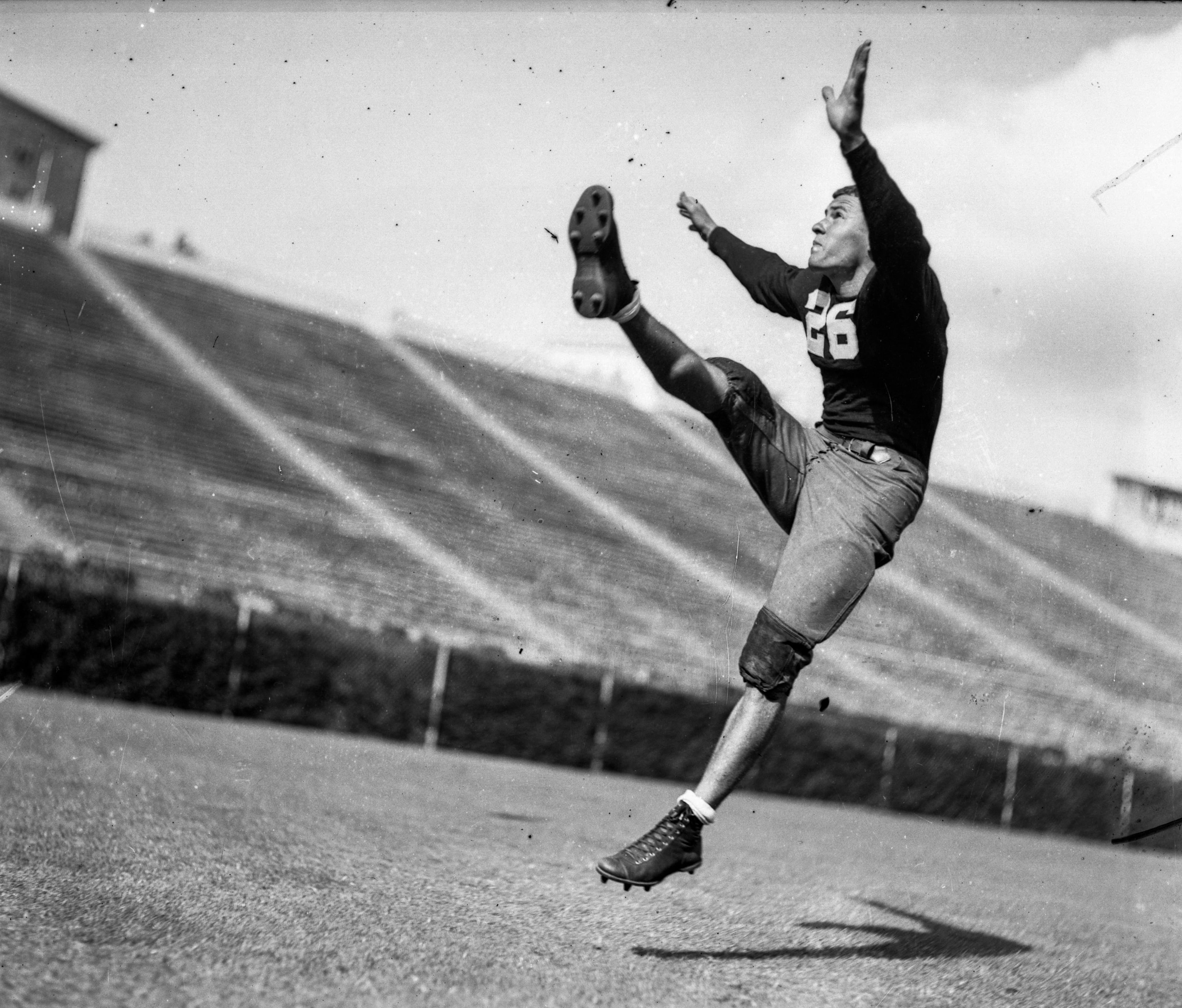 University of Georgia football player, Athens, Georgia, 1933. LBGlass - 023, Lane Brothers Commercial Photographers Photographic Collection, 1920-1976. Photographic Collection, Special Collections and Archives, Georgia State University Library.