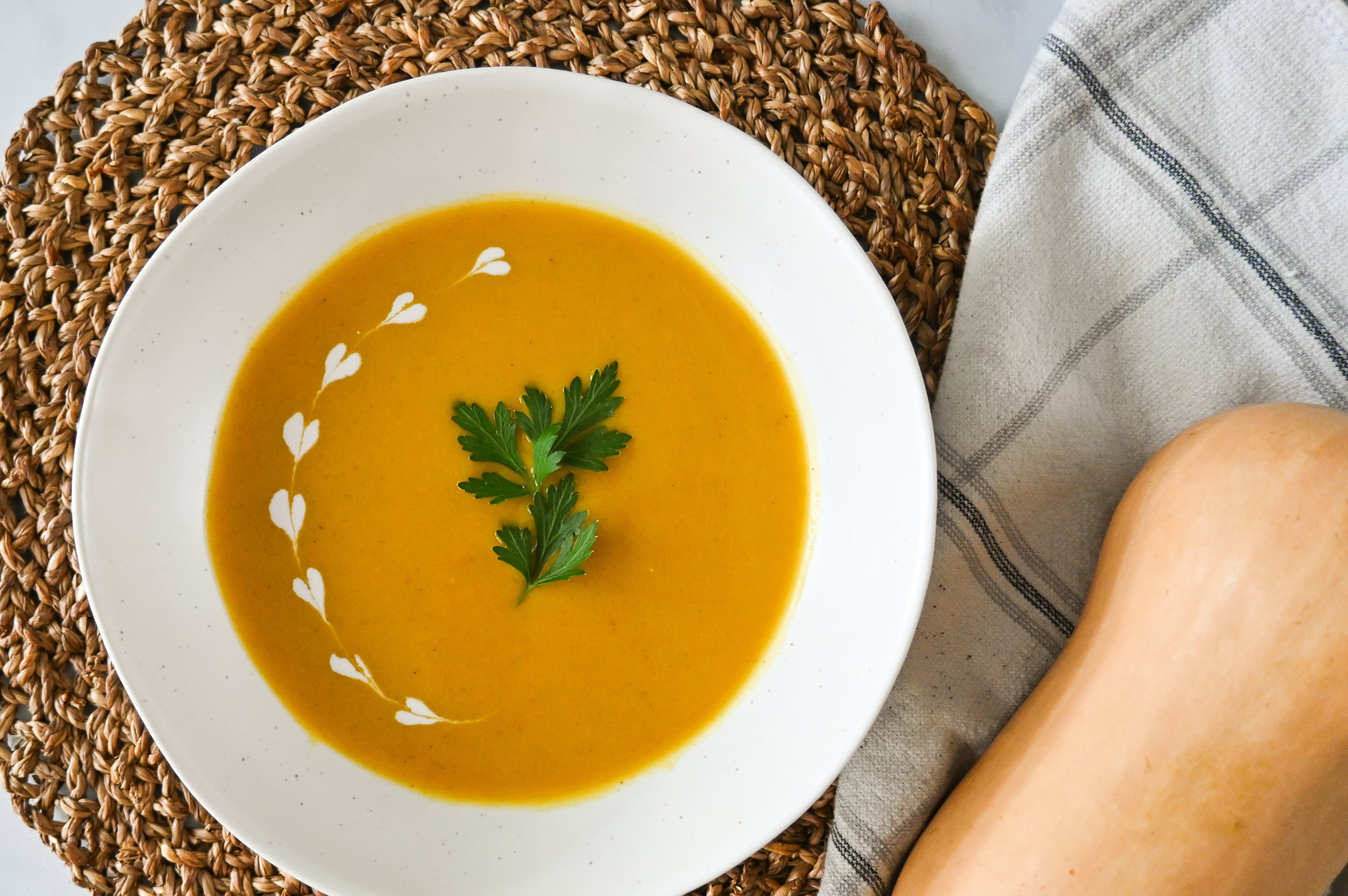 A warm and comforting butternut squash soup recipe in under 30 minutes