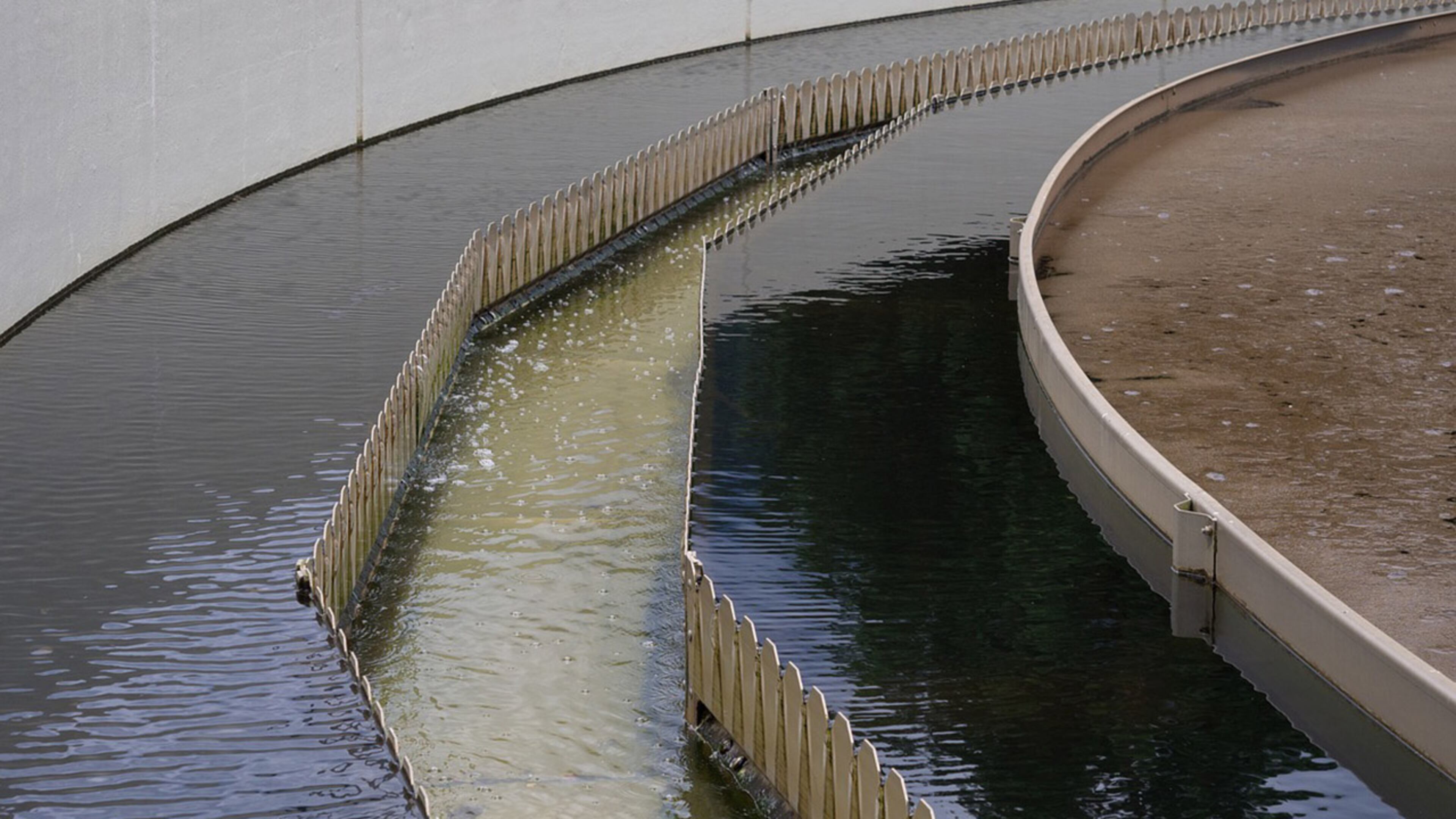 Water is separated as it's cleaned at a wasterwater treatment facility.