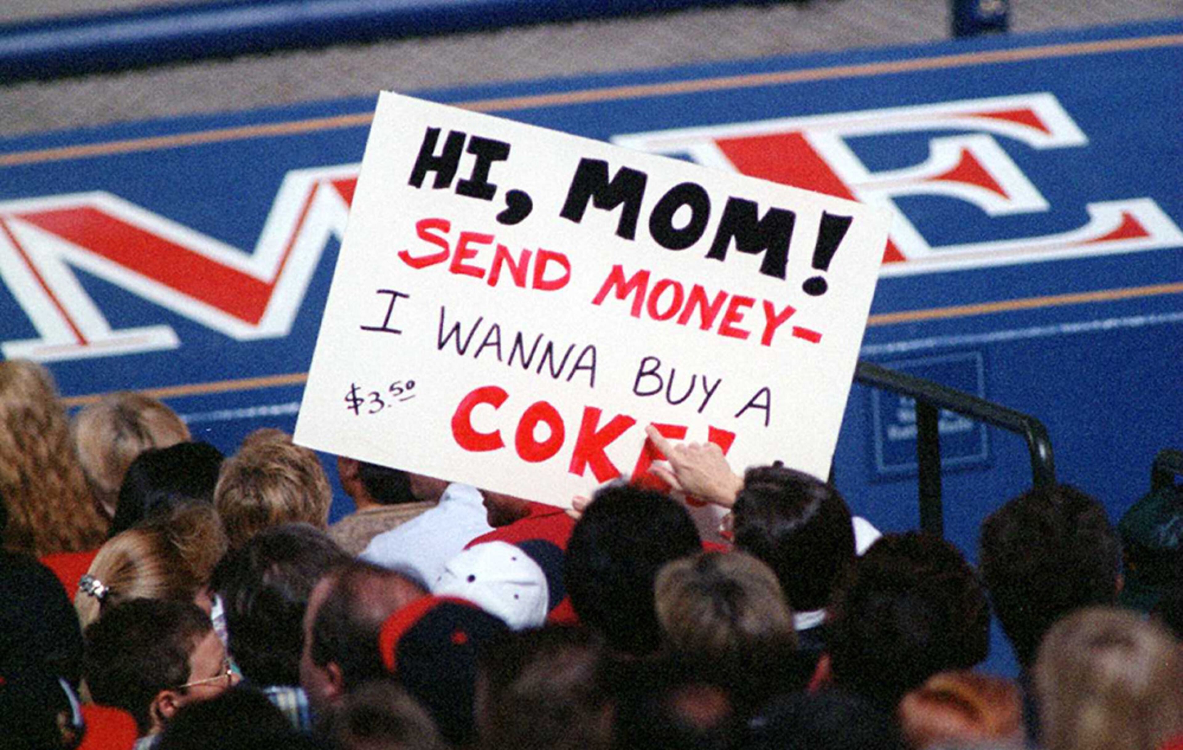 Some fans make their displeasure at the higher concession pricing at the new Turner Field known during the Braves' season opener Friday, April 4, 1997.